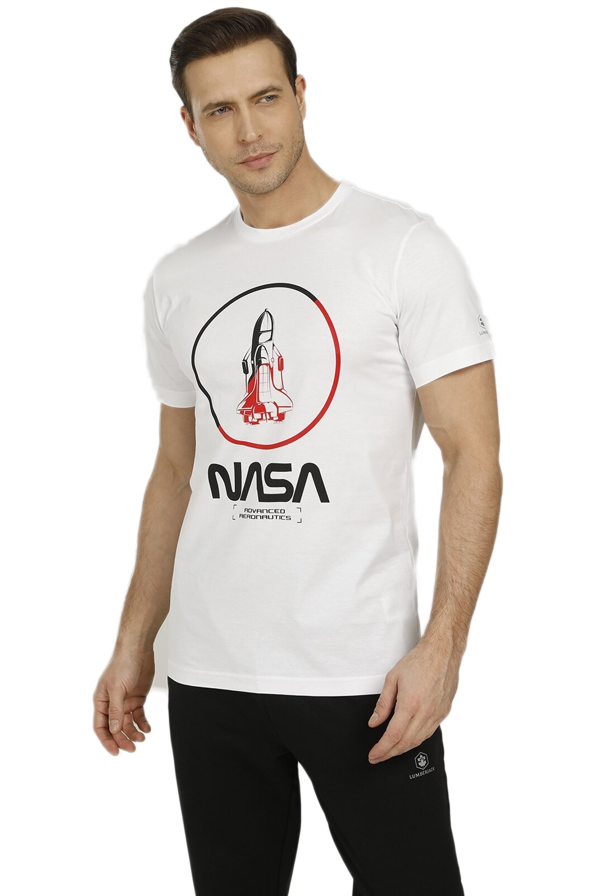 Lumberjack SN704 Nasa Rocket Erkek Tişört 101106088 Beyaz