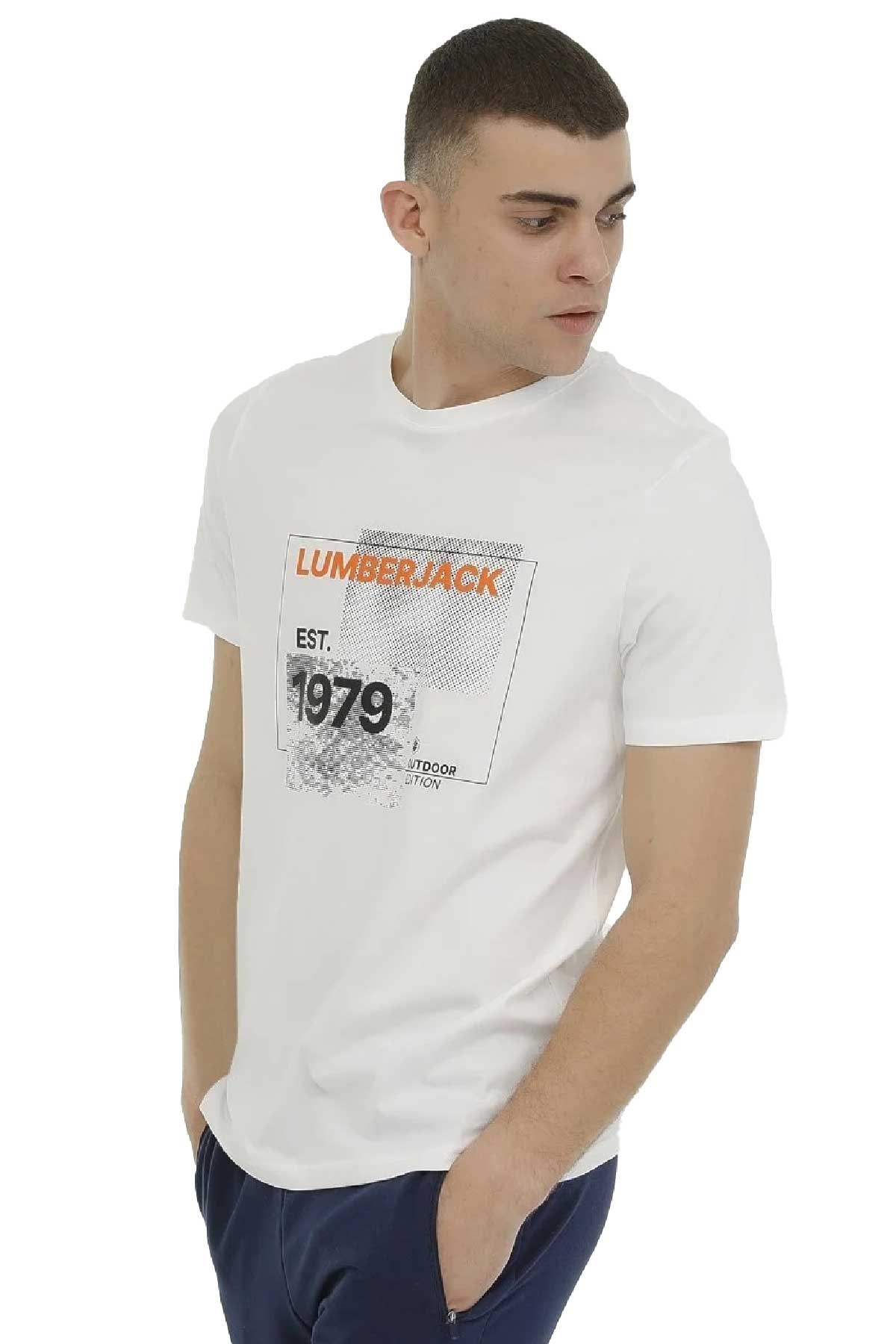 Lumberjack Dima Logo 11Ct1031 Erkek Tişört 101364255 Beyaz