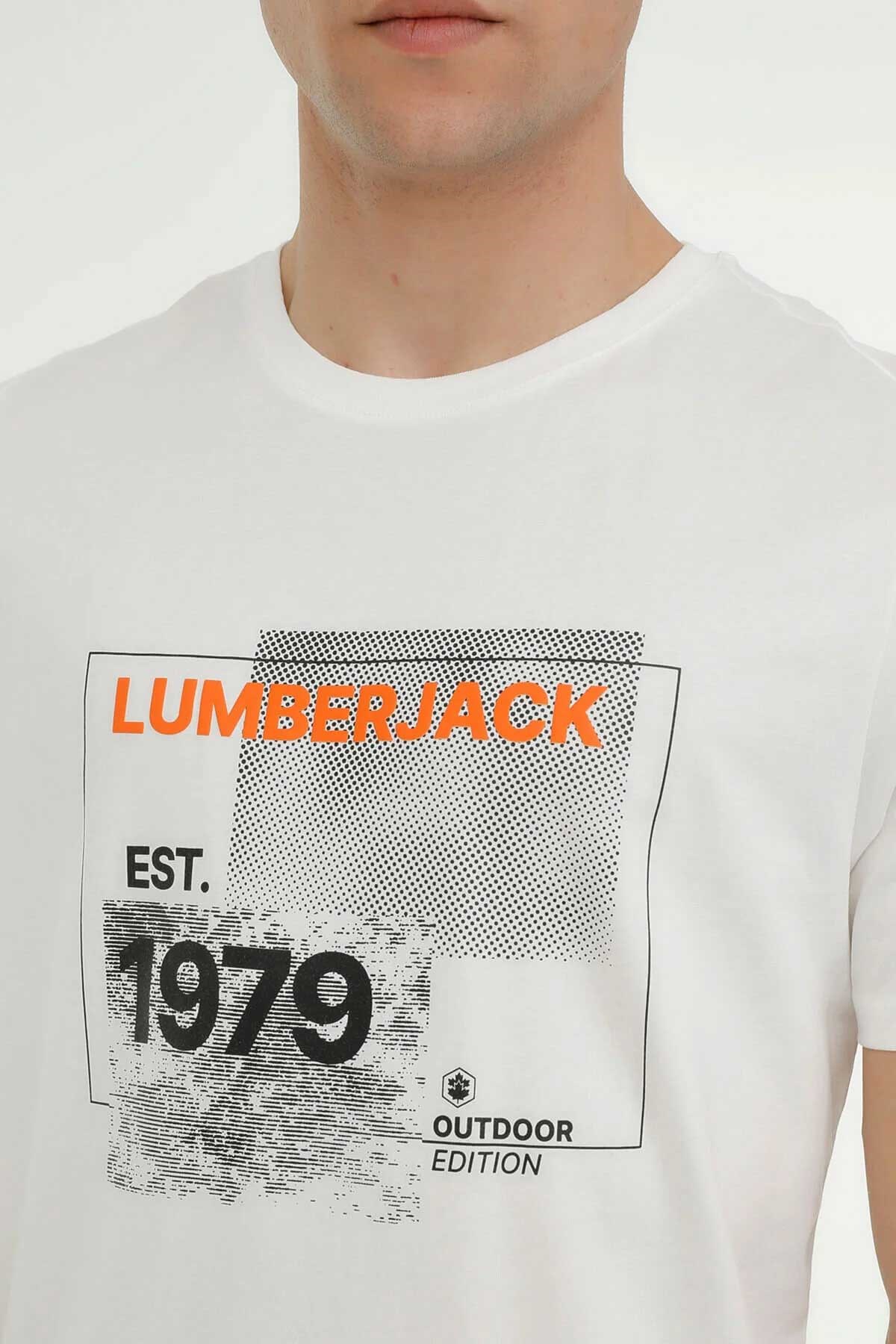 Lumberjack Dima Logo 11Ct1031 Erkek Tişört 101364255 Beyaz