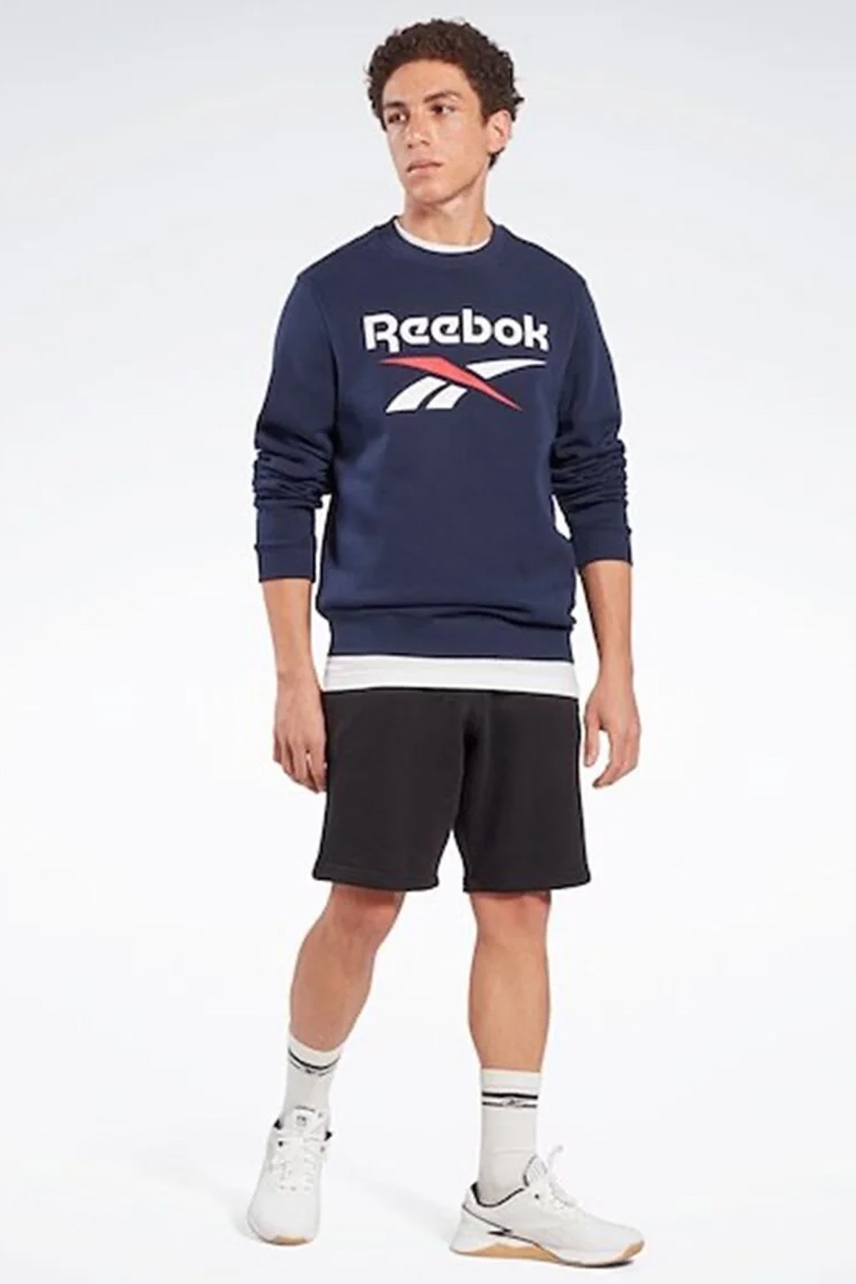 Reebok RI Flc Big Logo Cre Erkek Sweatshirt 101473883 Lacivert