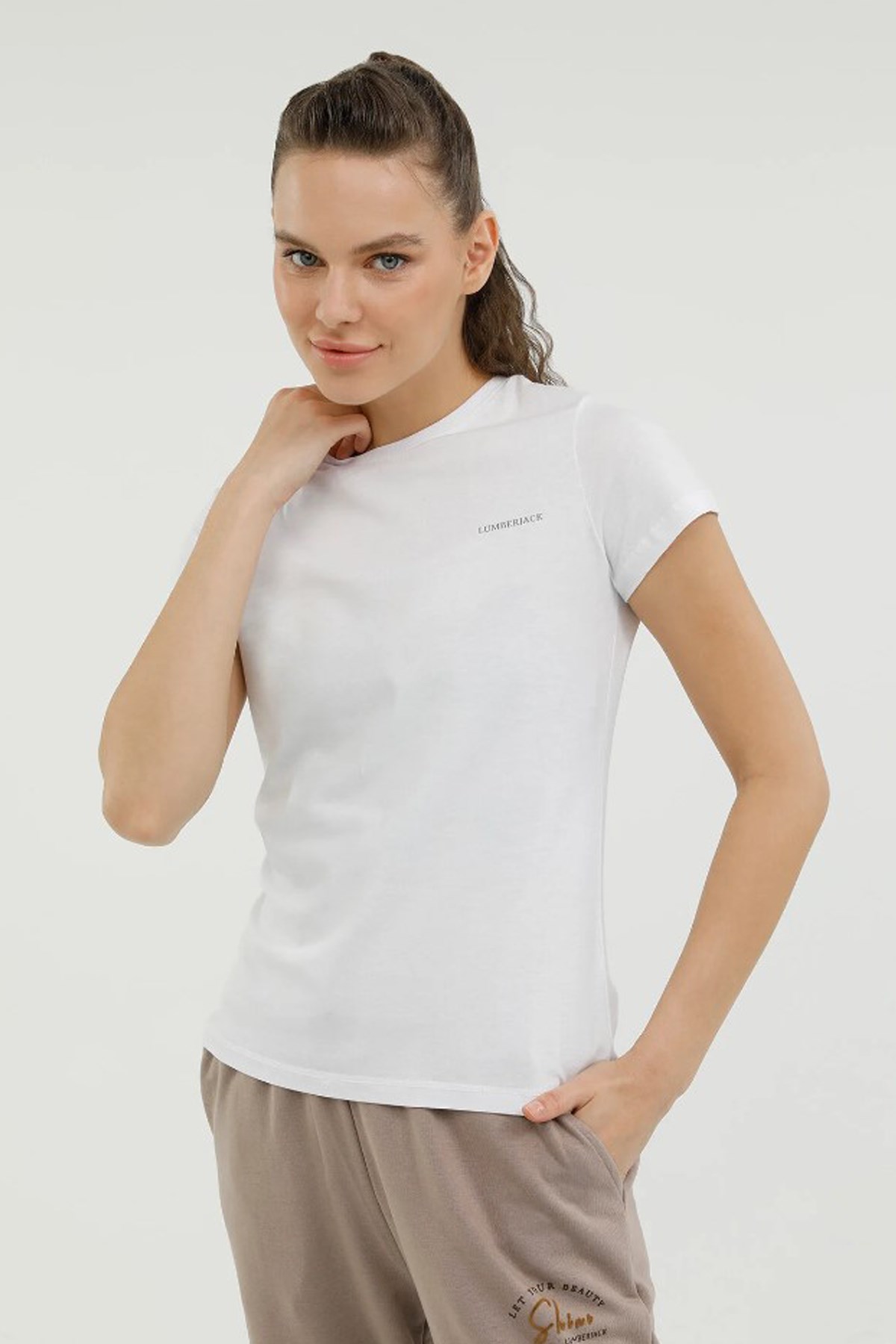 Lumberjack 4M 11Ct122 4FX Kadın Tişört 101503776 Beyaz