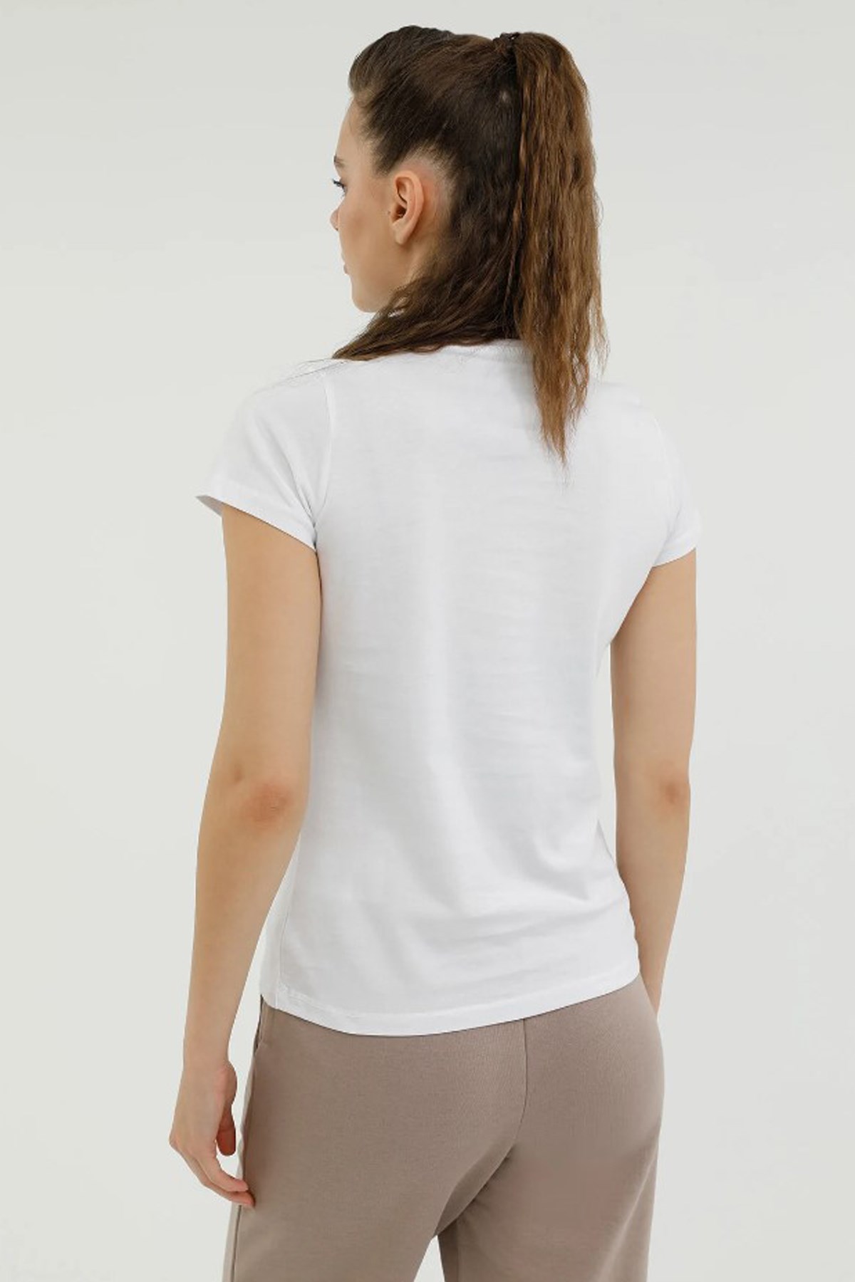 Lumberjack 4M 11Ct122 4FX Kadın Tişört 101503776 Beyaz