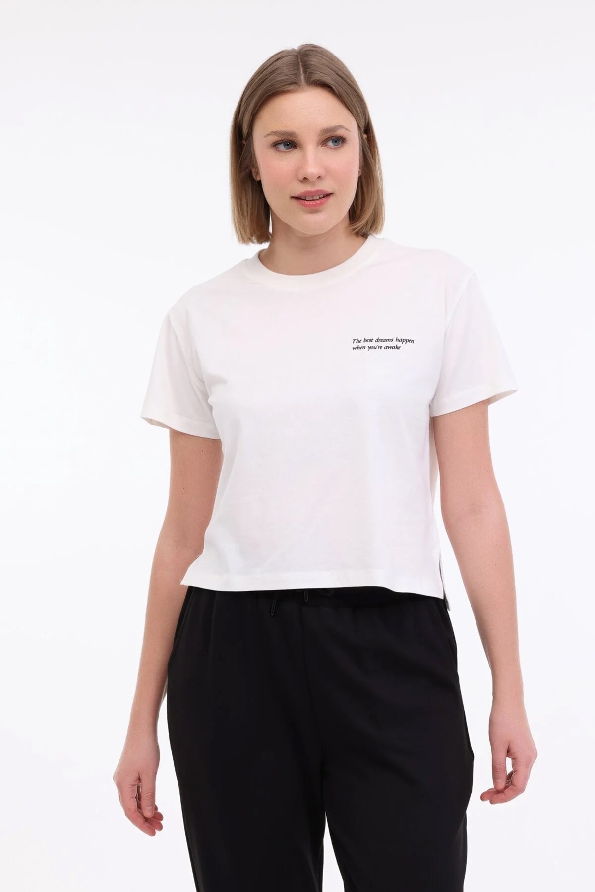 Lumberjack   Anna 11 5Fx Kadın Tişört Ekru