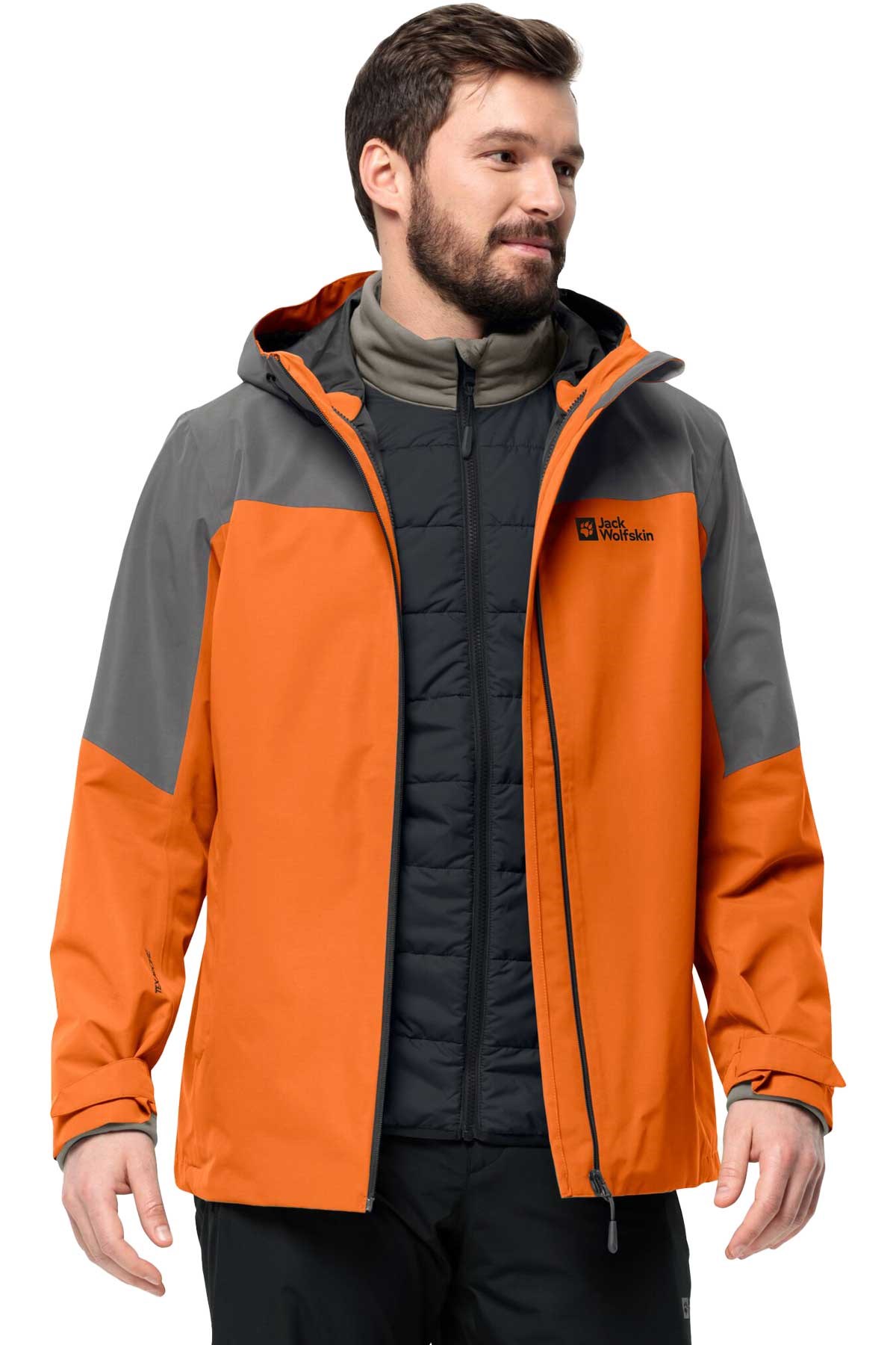Jack Wolfskin Glaabach 3in1 Erkek Outdoor Mont 1115291-6185 Gri