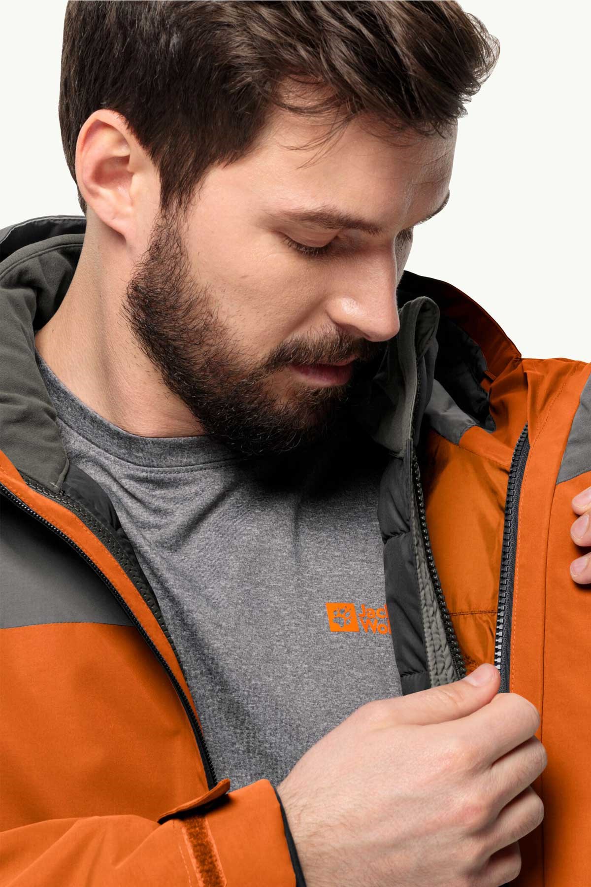 Jack Wolfskin Glaabach 3in1 Erkek Outdoor Mont 1115291-6185 Gri