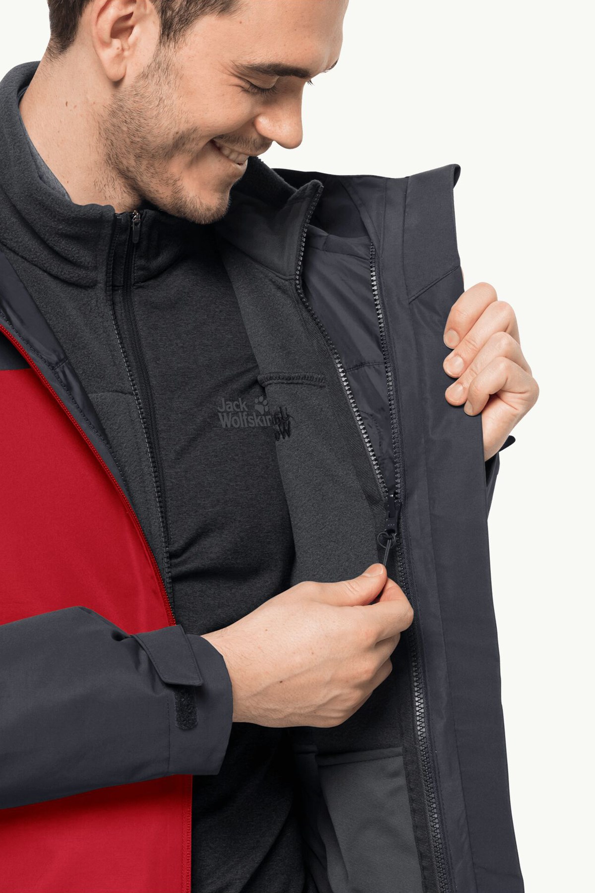Jack Wolfskin Taubenberg 3in1 Erkek Outdoor Mont 1115311-2206 Kırmızı