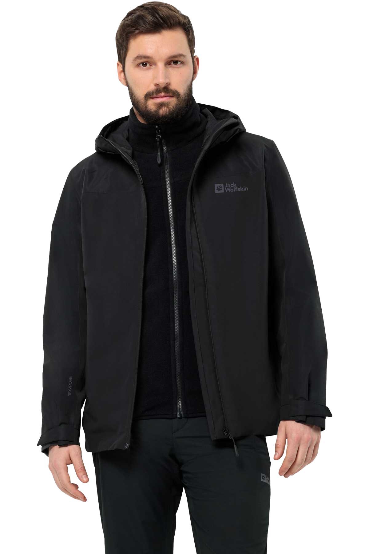 Jack Wolfskin Taubenberg 3in1 Erkek Outdoor Mont 1115311-6001 Siyah