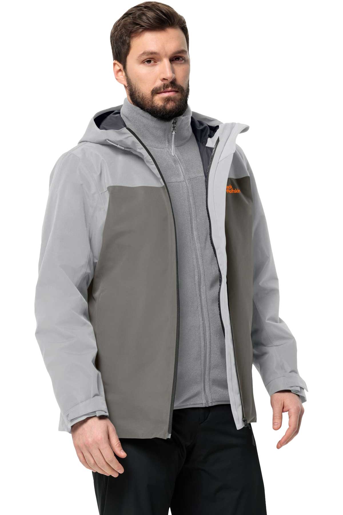 Jack Wolfskin Taubenberg 3in1 Erkek Outdoor Mont 1115311-6185 Gri