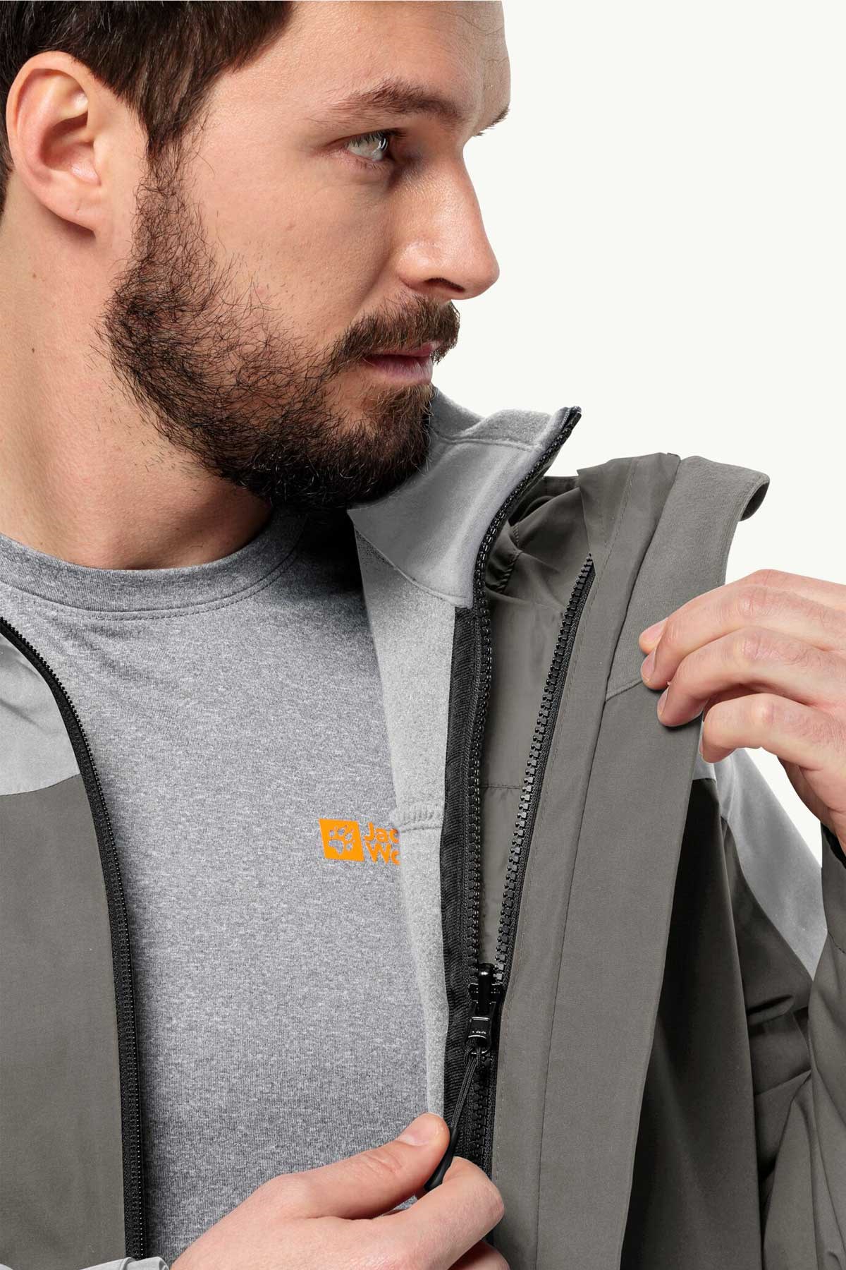 Jack Wolfskin Taubenberg 3in1 Erkek Outdoor Mont 1115311-6185 Gri