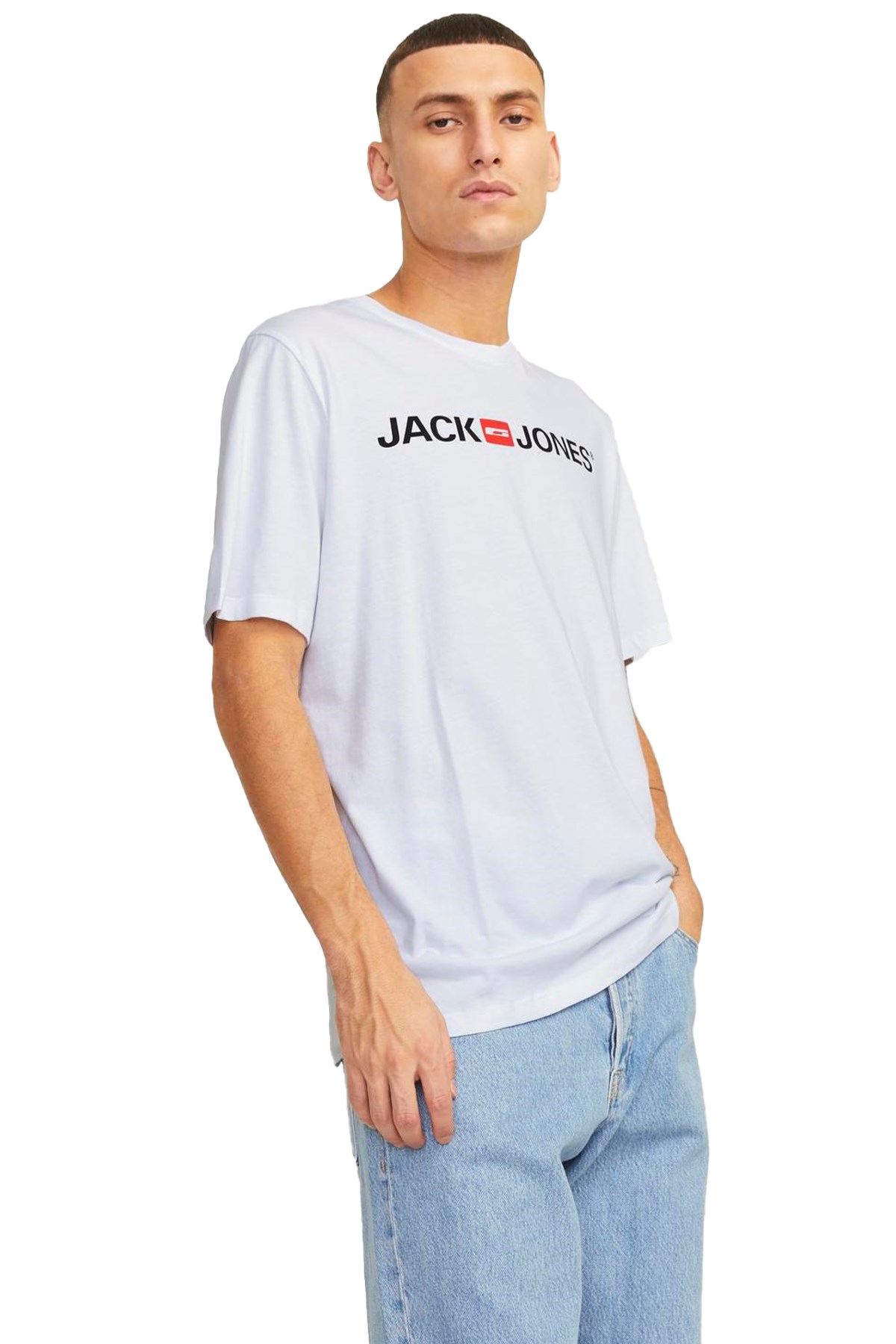 Jack & Jones Erkek Tişört 12137126 Beyaz