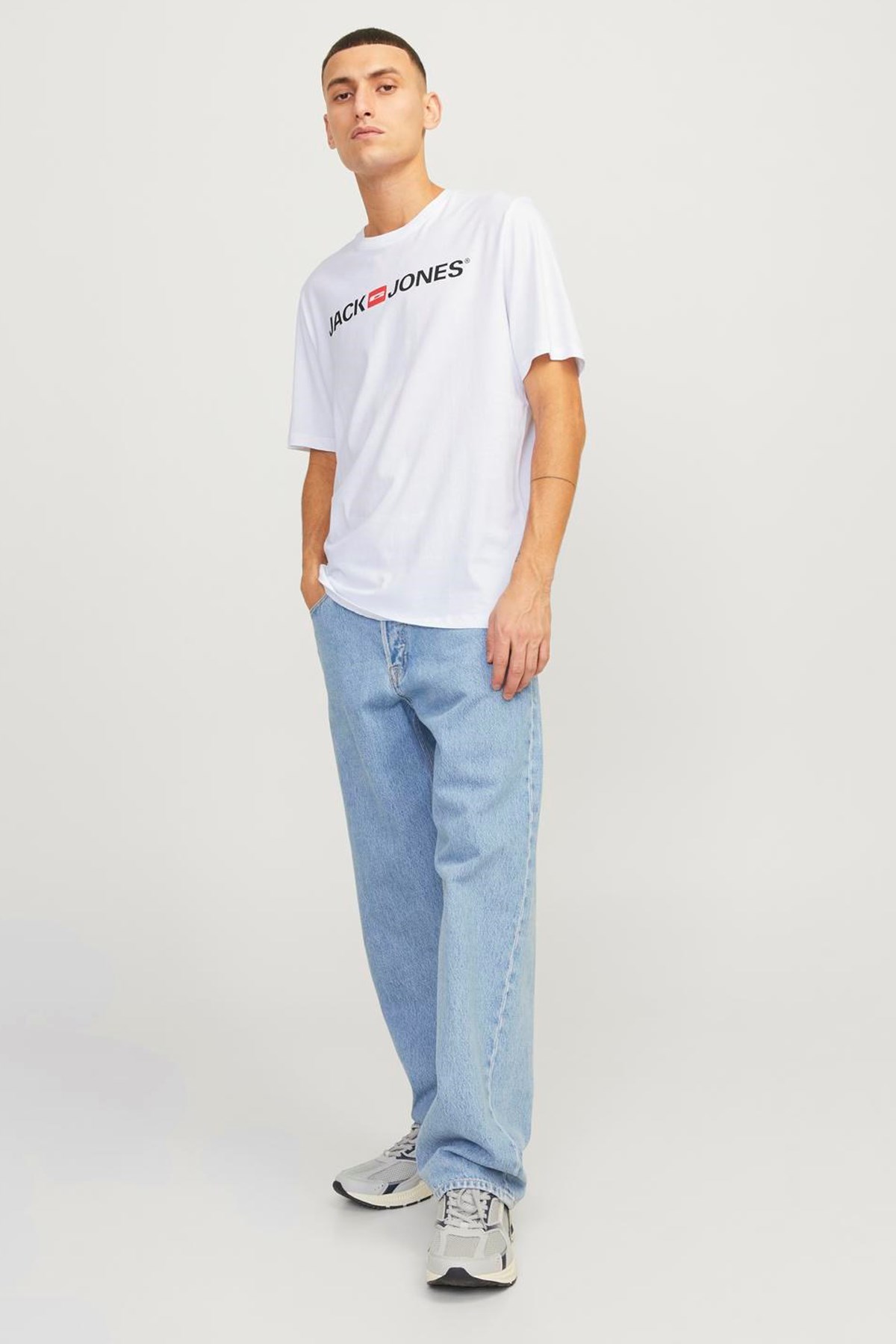 Jack & Jones Erkek Tişört 12137126 Beyaz