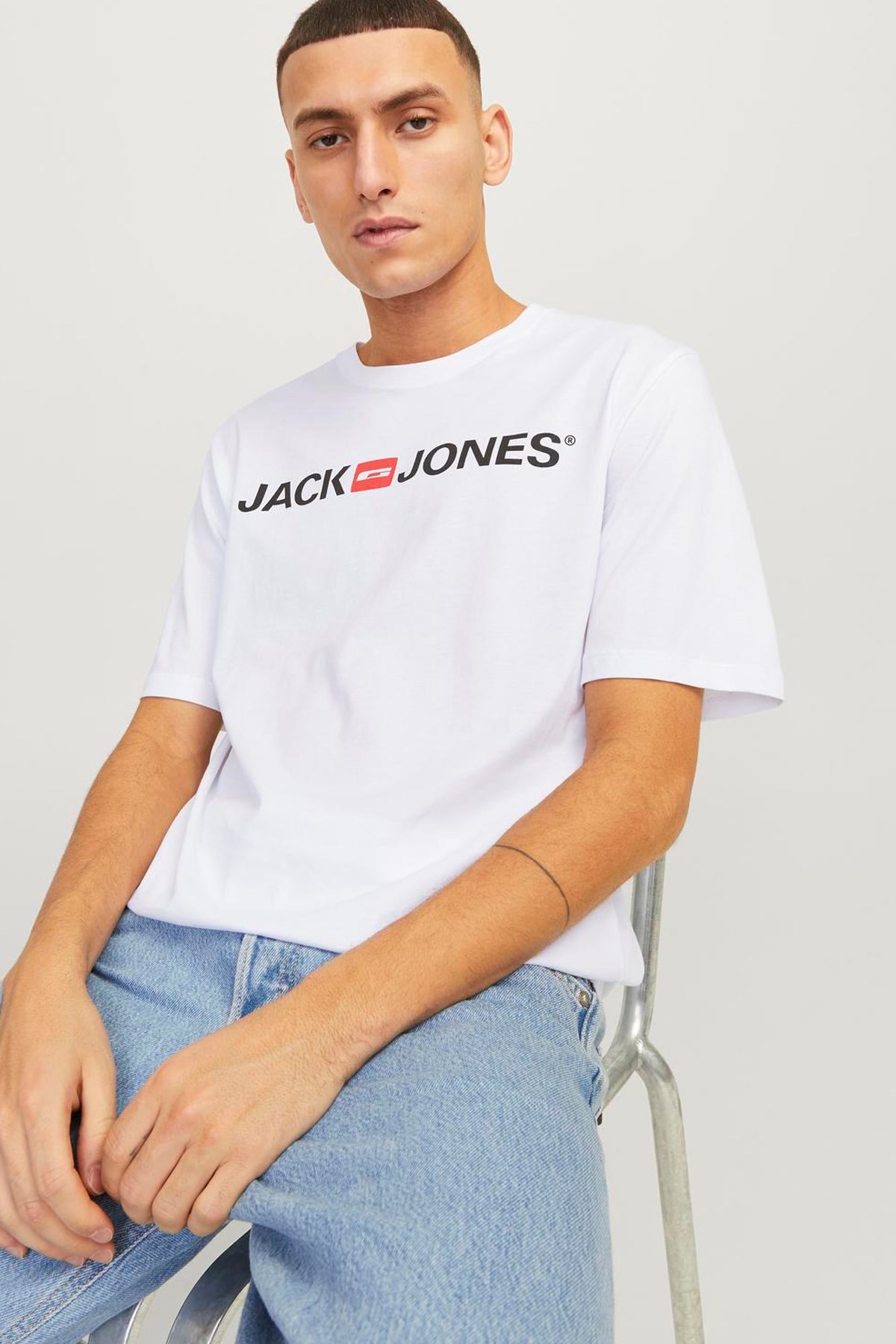 Jack & Jones Erkek Tişört 12137126 Beyaz