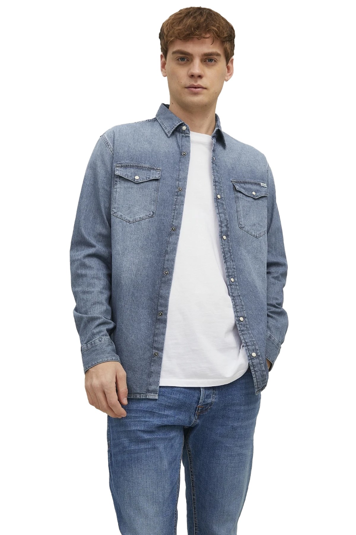 Jack & Jones Erkek Gömlek 12138115 Mavi