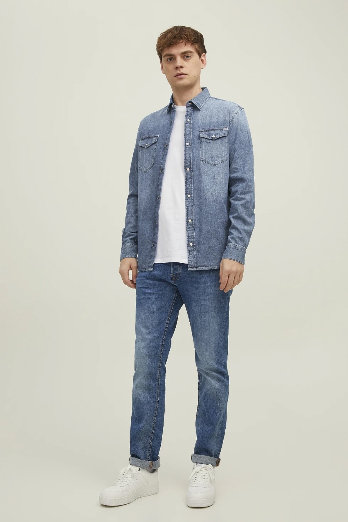 Jack & Jones Erkek Gömlek 12138115 Mavi