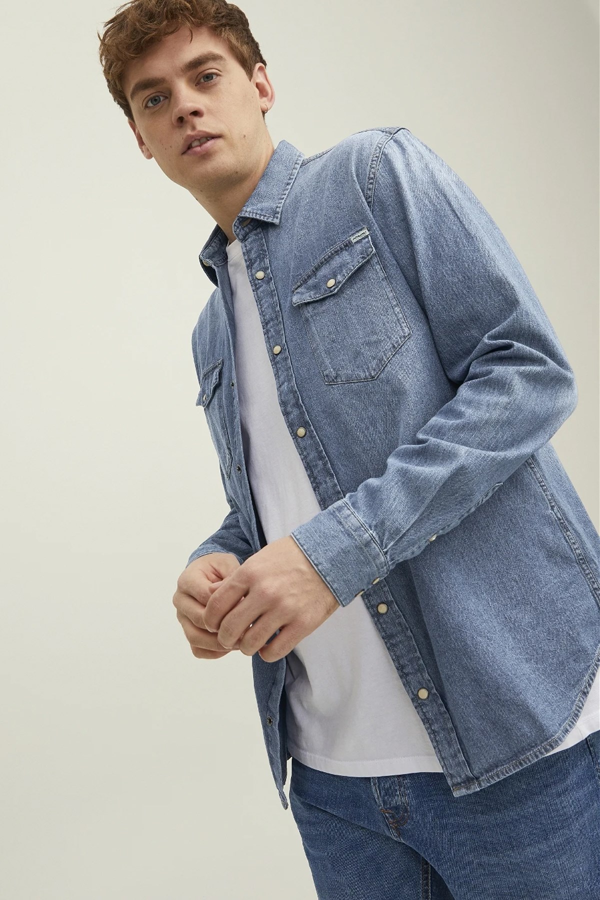 Jack & Jones Erkek Gömlek 12138115 Mavi