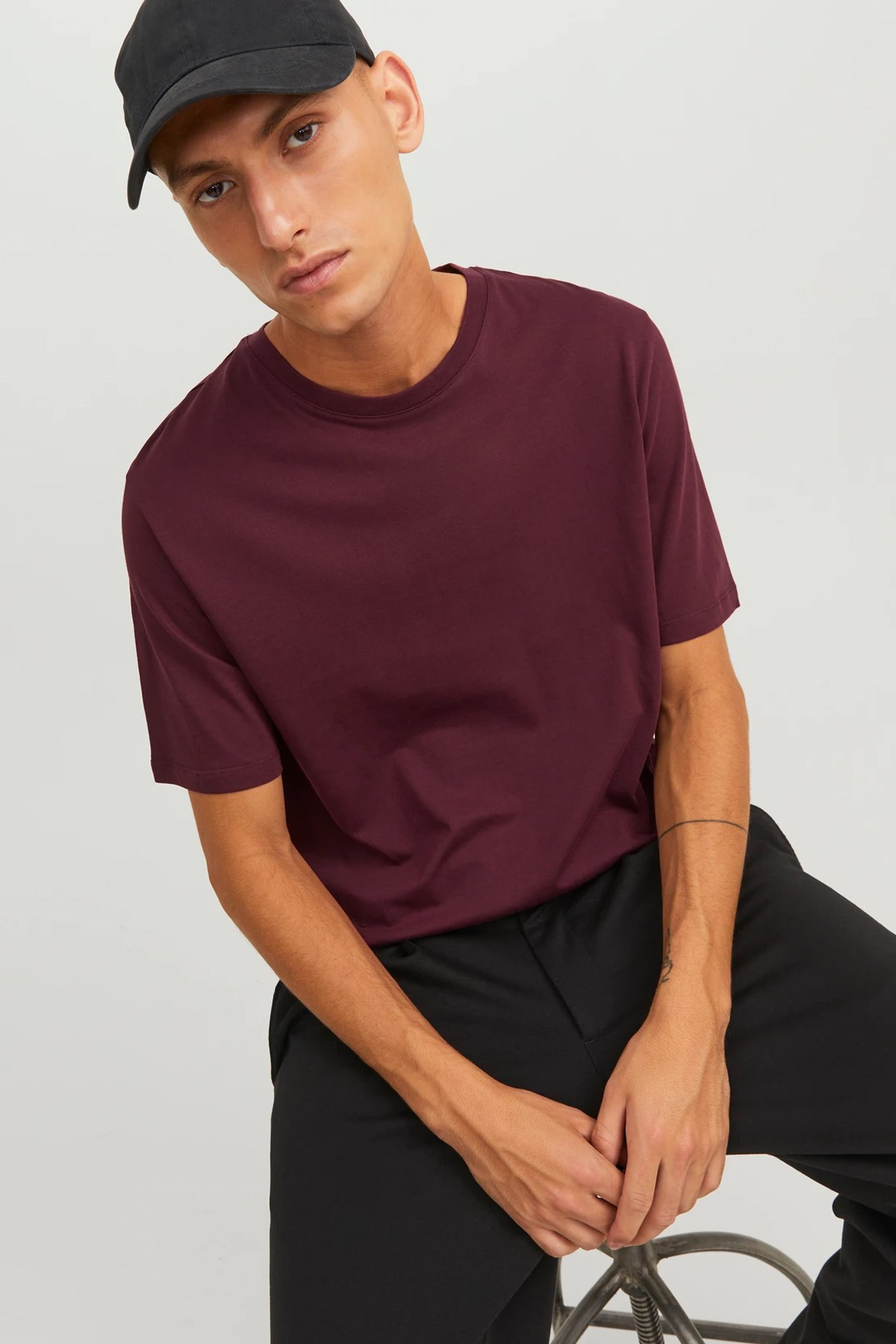 Jack & Jones Erkek Tişört 12156101 Bordo