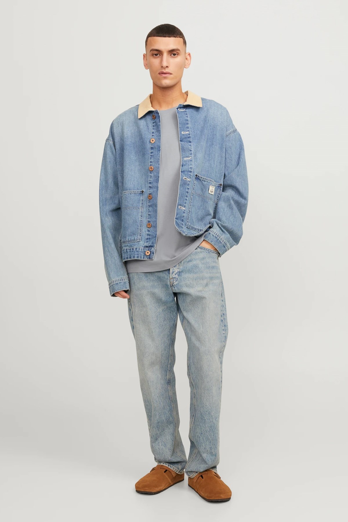 Jack & Jones Erkek Tişört 12156101 Gri