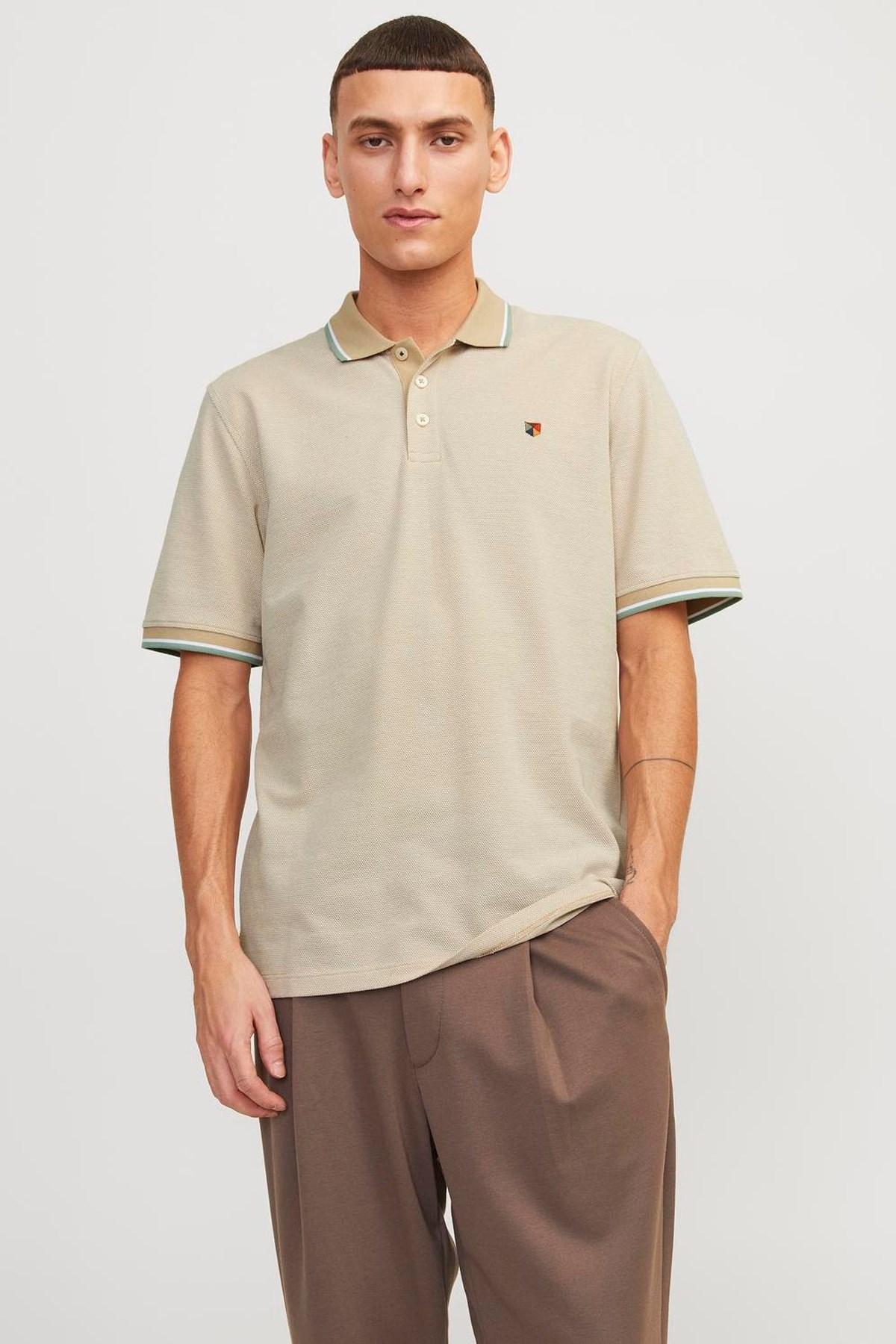 Jack & Jones Erkek Polo Yaka Tişört 12169064 Bej