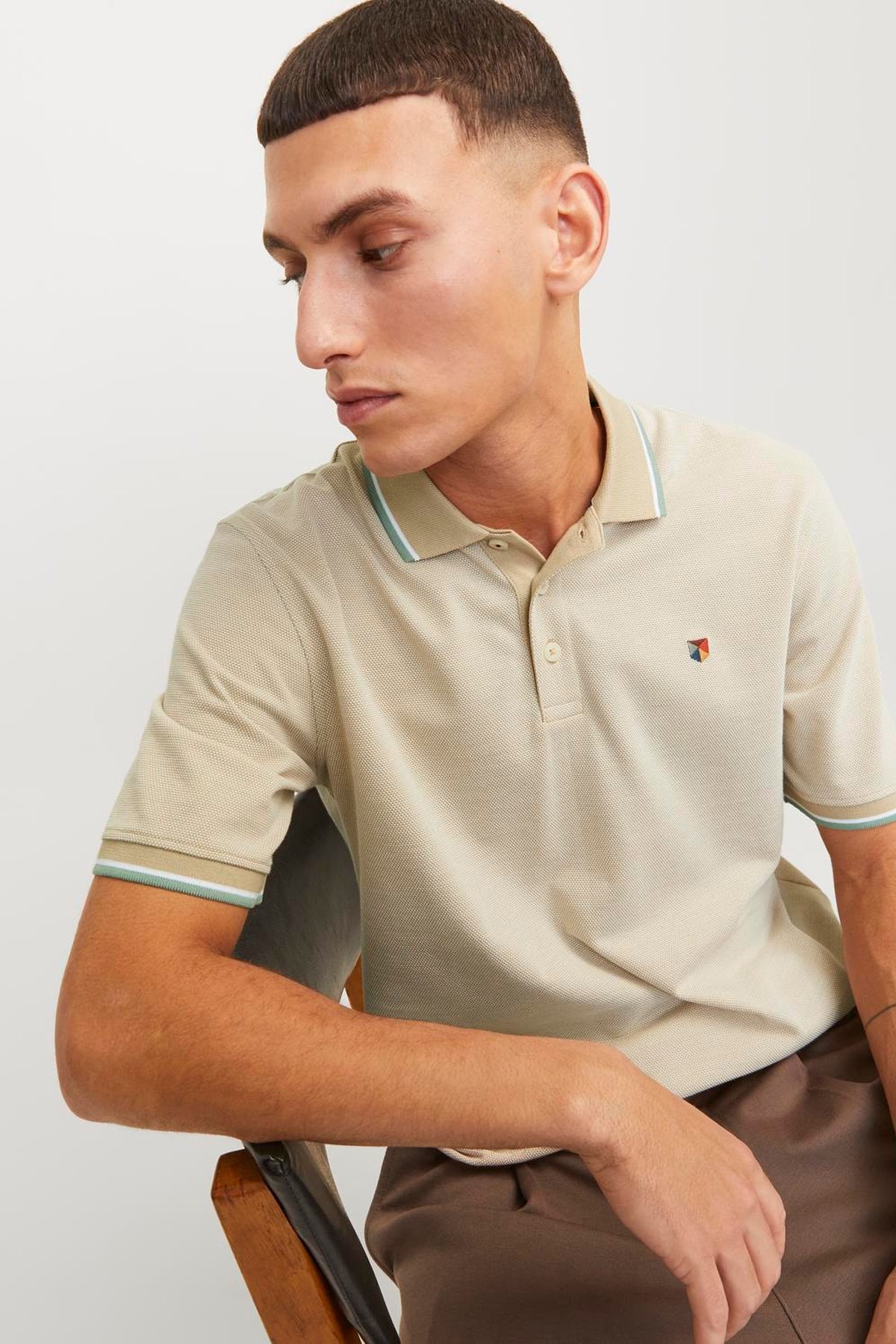 Jack & Jones Erkek Polo Yaka Tişört 12169064 Bej