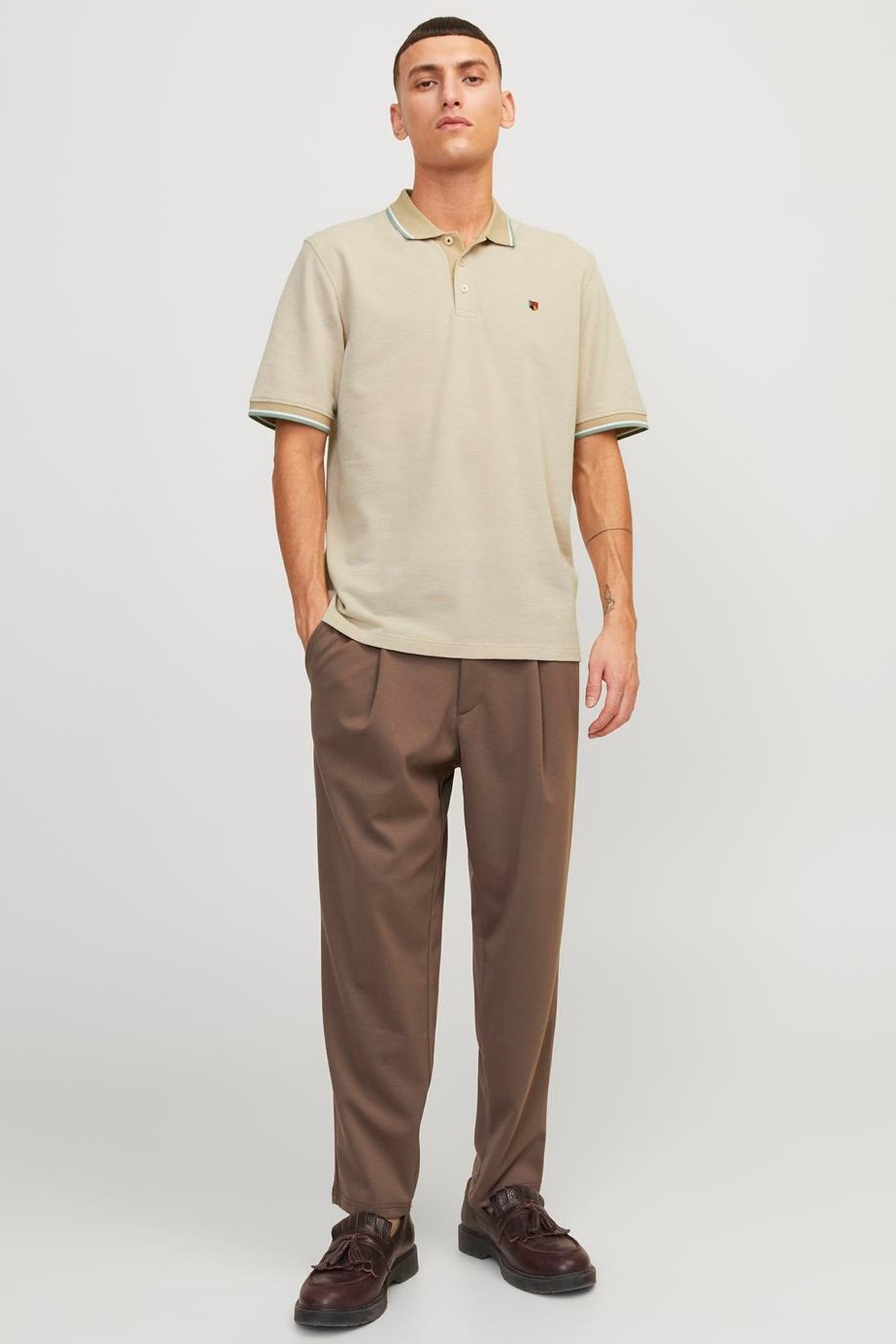 Jack & Jones Erkek Polo Yaka Tişört 12169064 Bej