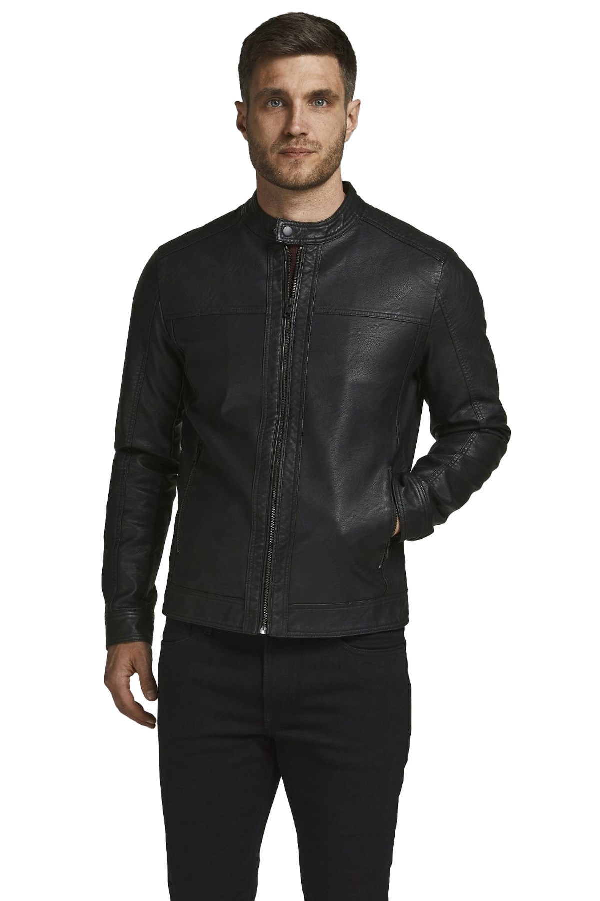 Jack & Jones Erkek Deri Ceket 12182461 Siyah