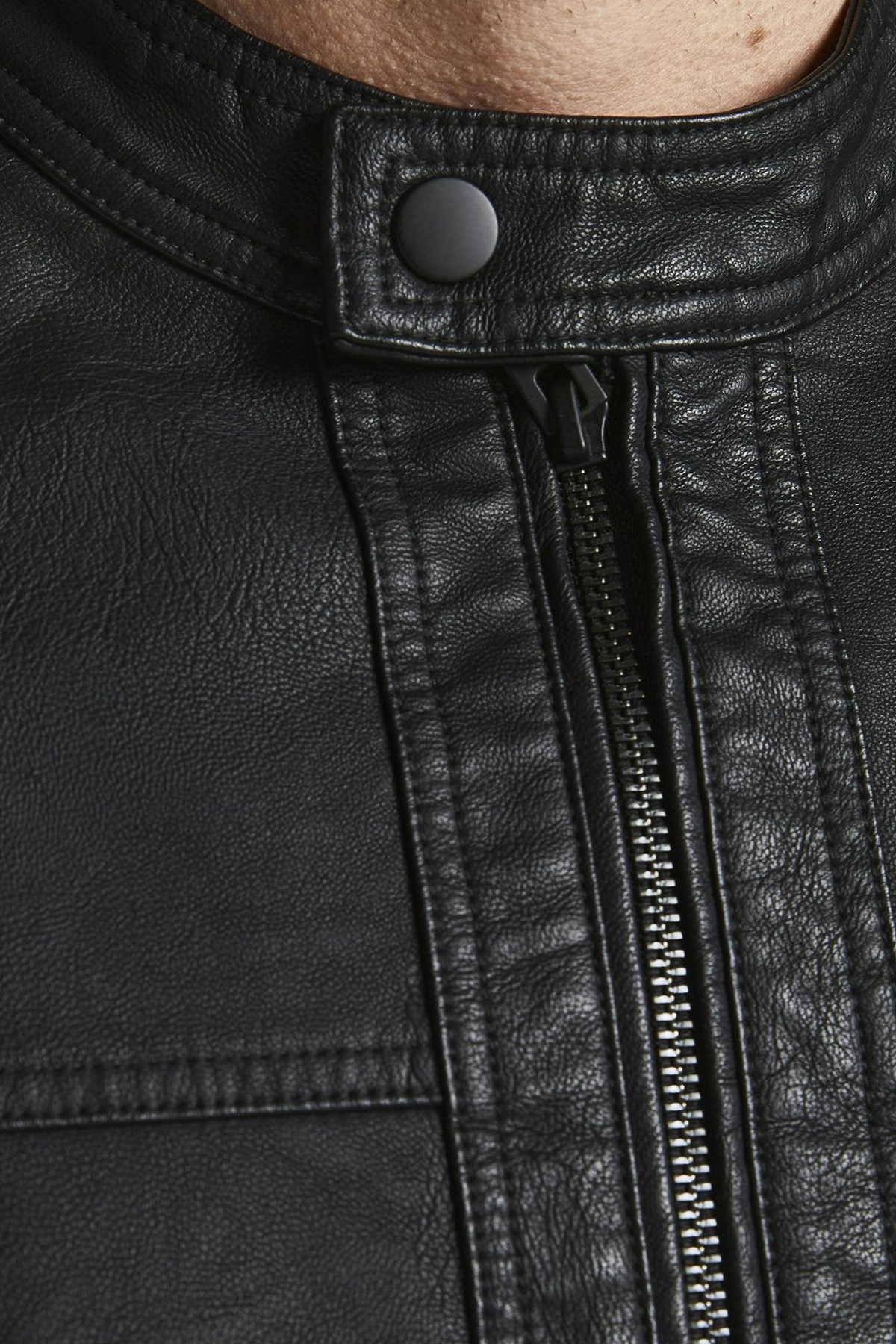 Jack & Jones Erkek Deri Ceket 12182461 Siyah