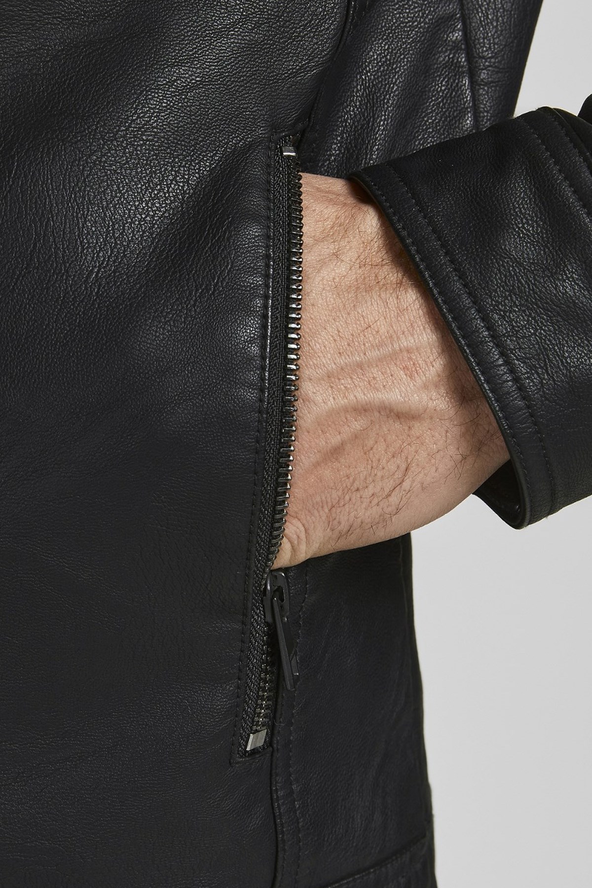 Jack & Jones Erkek Deri Ceket 12182461 Siyah