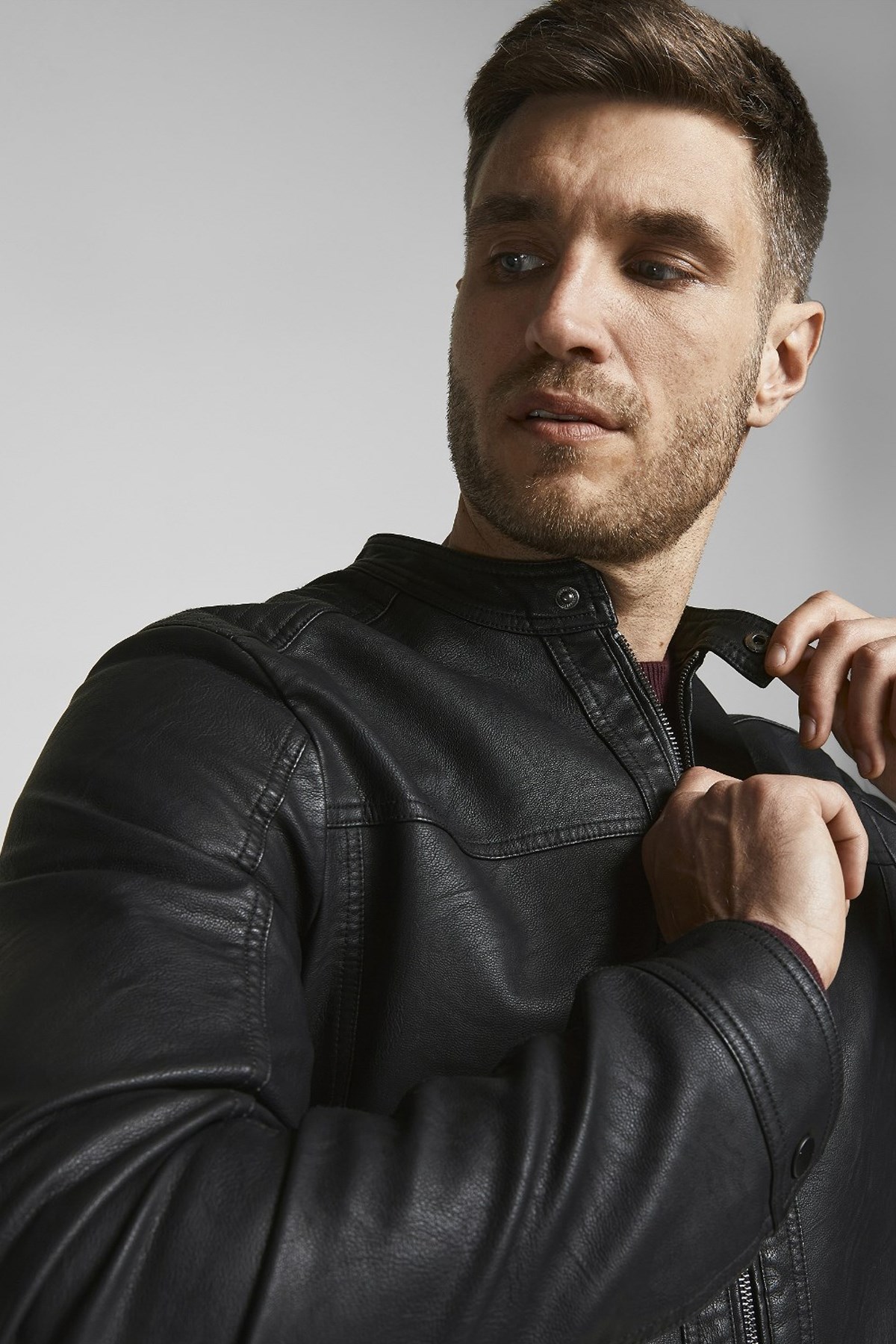 Jack & Jones Erkek Deri Ceket 12182461 Siyah