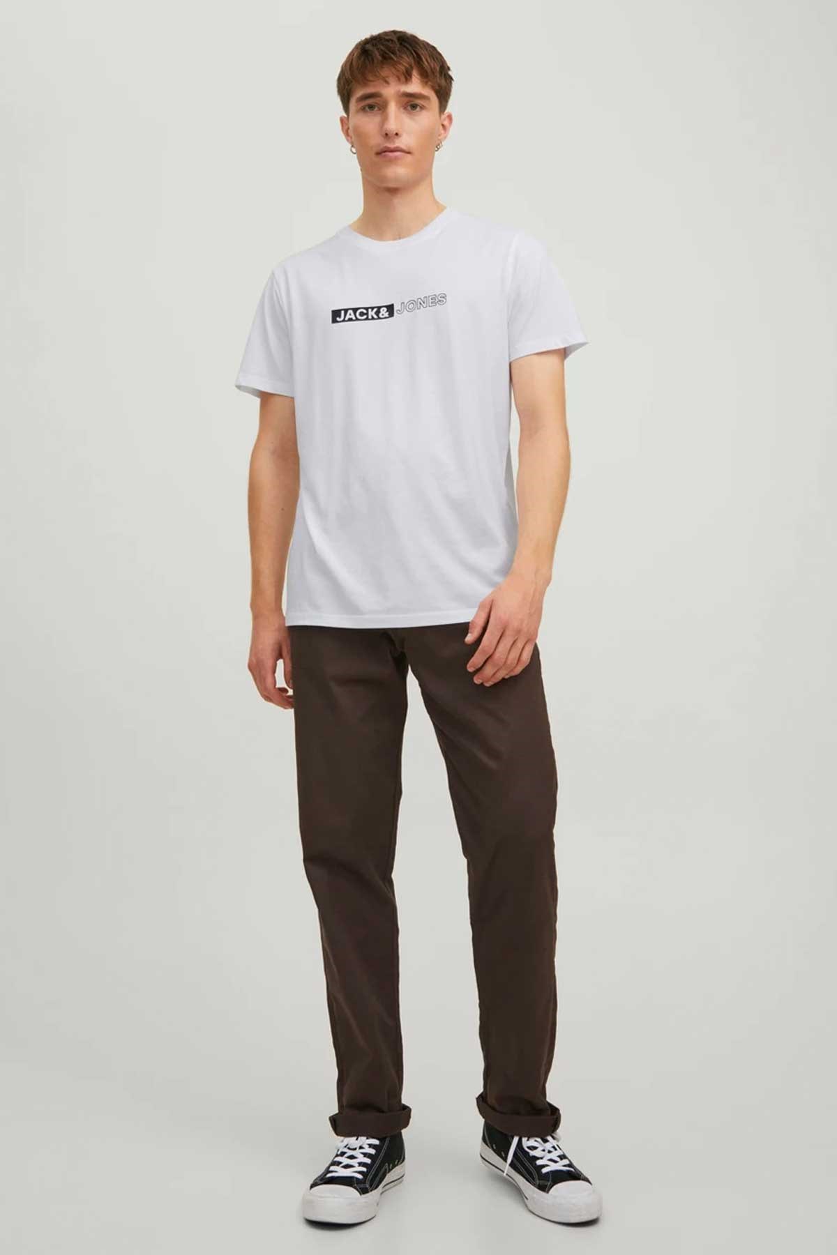 Jack & Jones Jjneo Erkek Tişört 12221946 Beyaz
