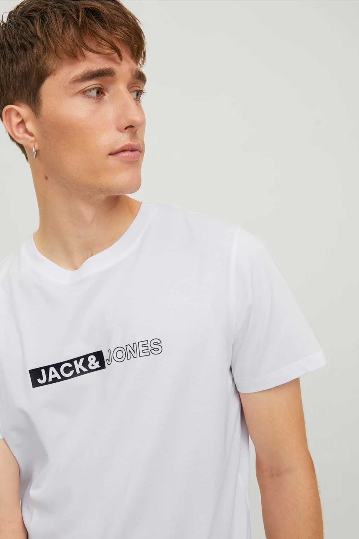 Jack & Jones Jjneo Erkek Tişört 12221946 Beyaz