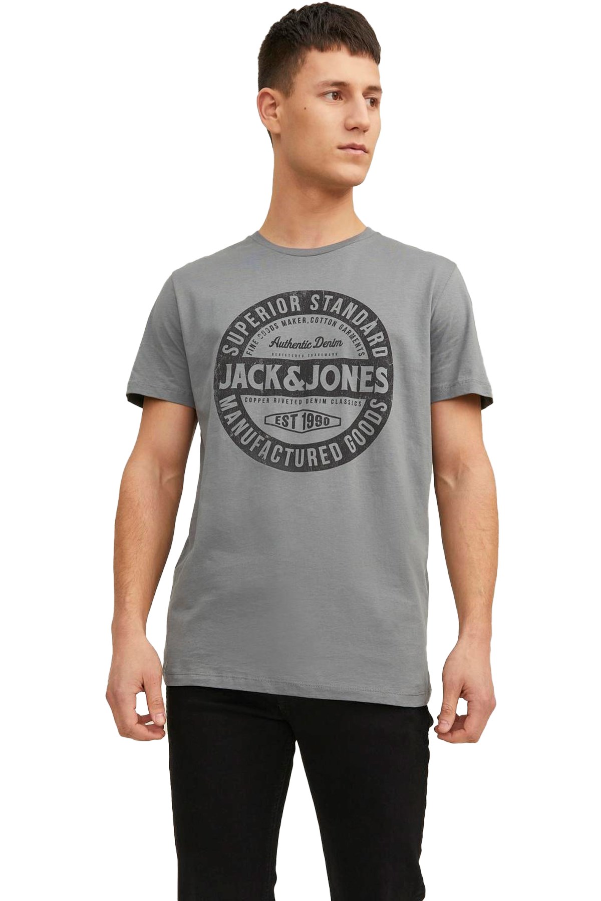 Jack & Jones Erkek Tişört 12232972 Gri