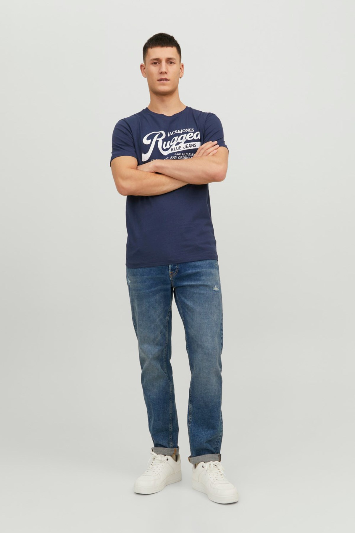 Jack & Jones Erkek Tişört 12232972 Mavi