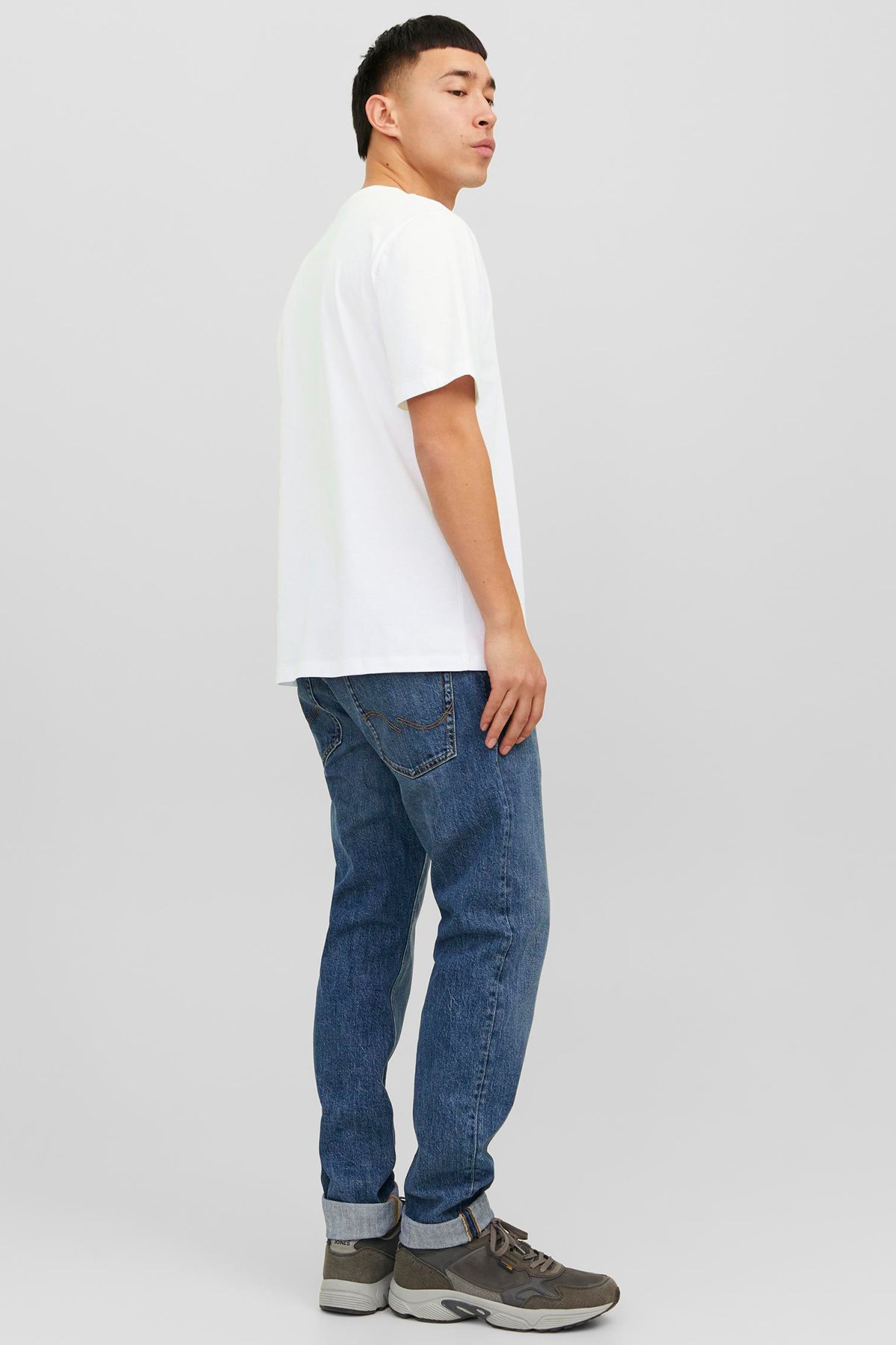 Jack & Jones Erkek Tişört 12233999 Siyah - Beyaz