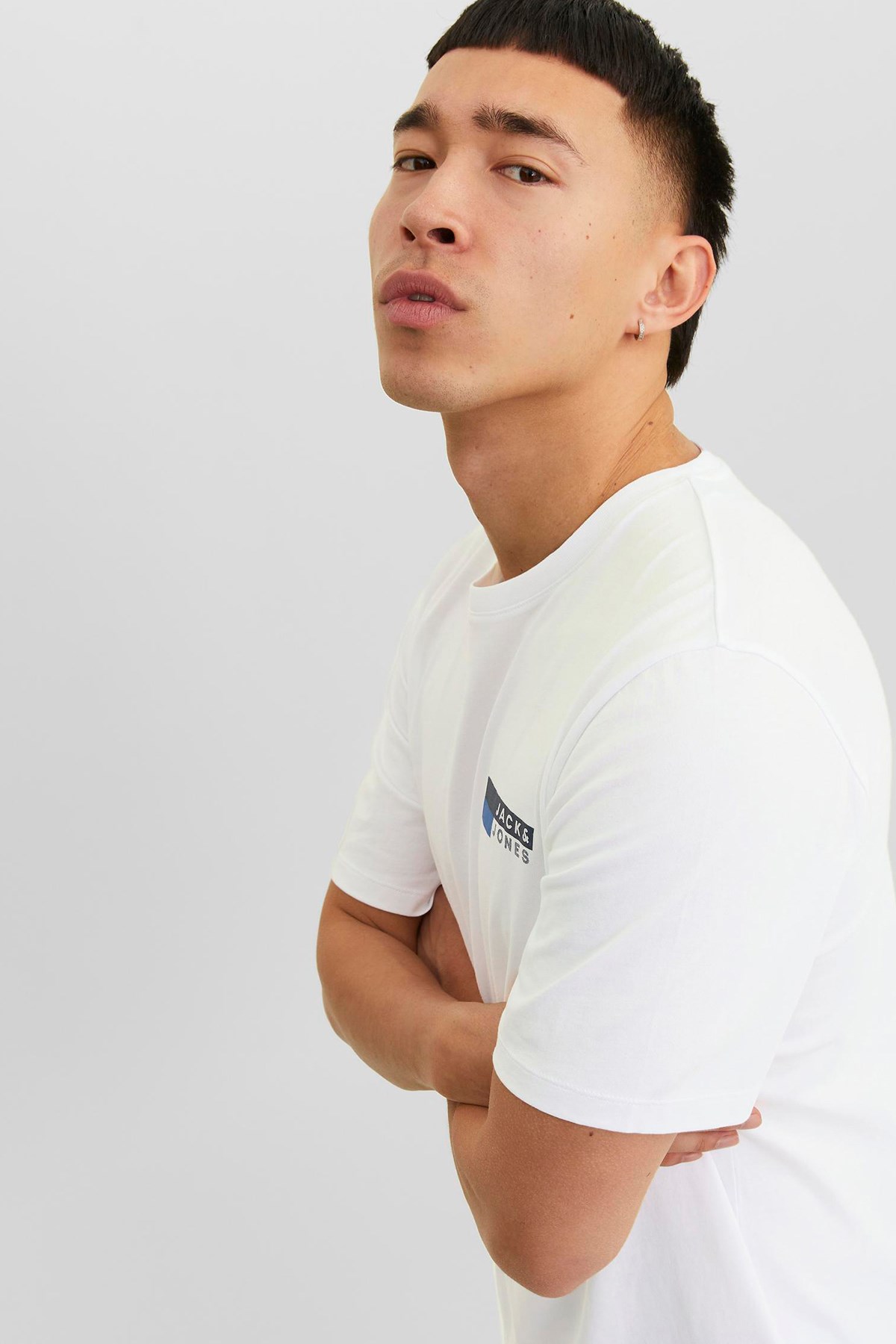 Jack & Jones Erkek Tişört 12233999 Siyah - Beyaz