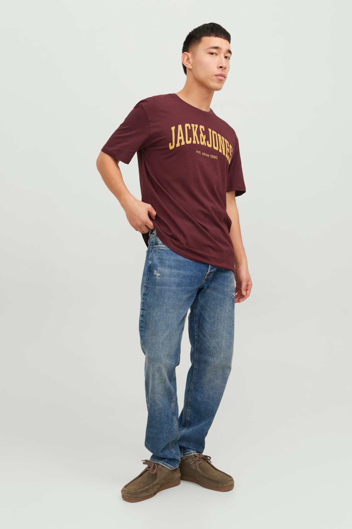 Jack & Jones Erkek Tişört 12236514 Bordo