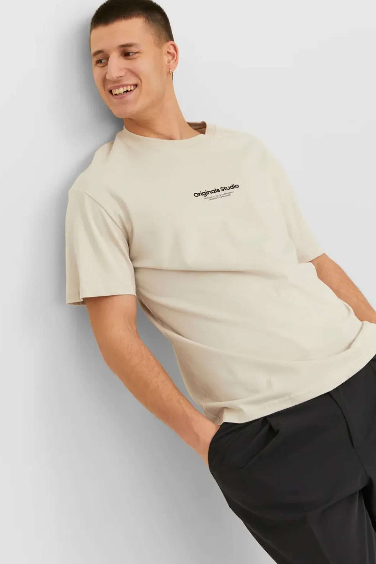 Jack & Jones Erkek Tişört 12240121 Krem