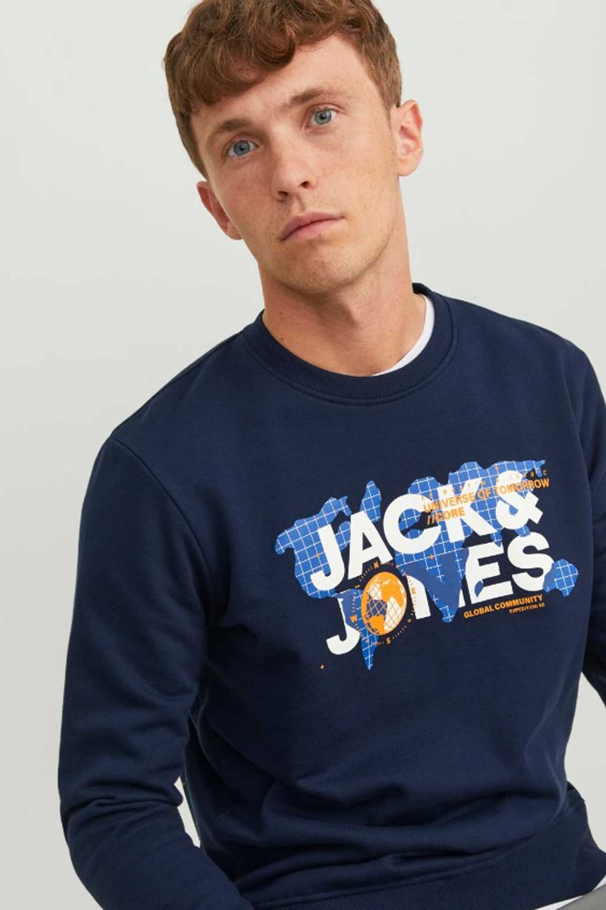 Jack & Jones Jcodust Erkek Sweatshirt 12240211 Lacivert