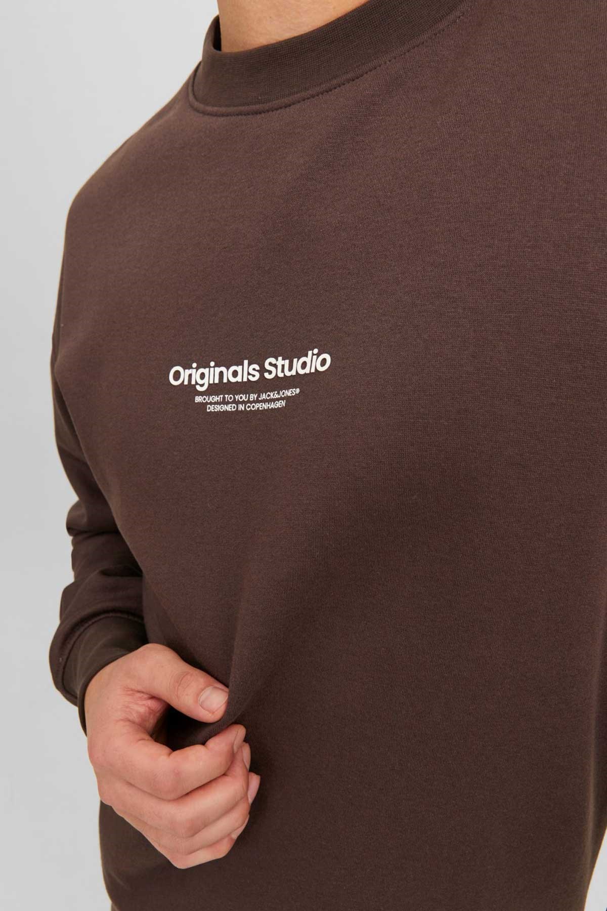 Jack & Jones Jorvesterbro Erkek Sweatshirt 12241694 Kahverengi