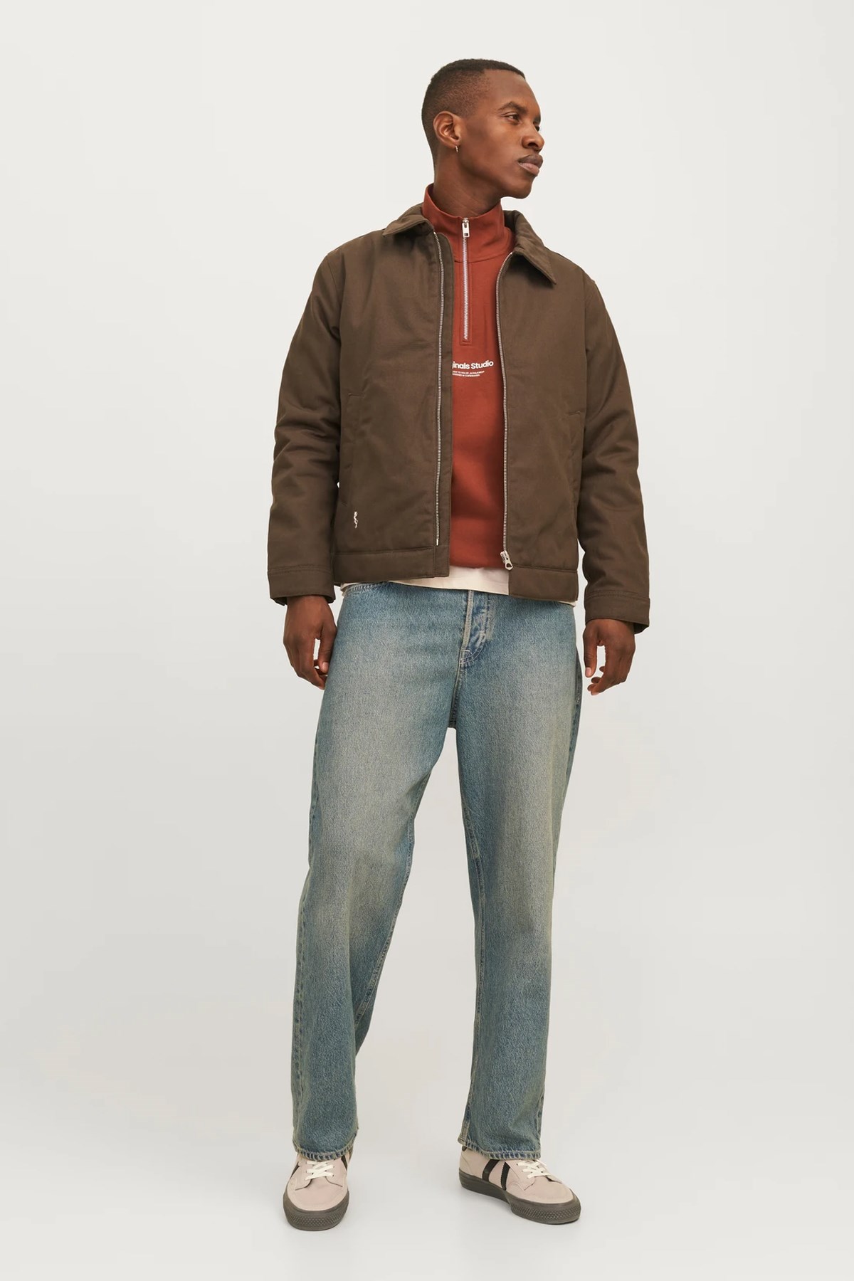 Jack & Jones Jorvesterbro Erkek Sweatshirt 12241777 Kahverengi