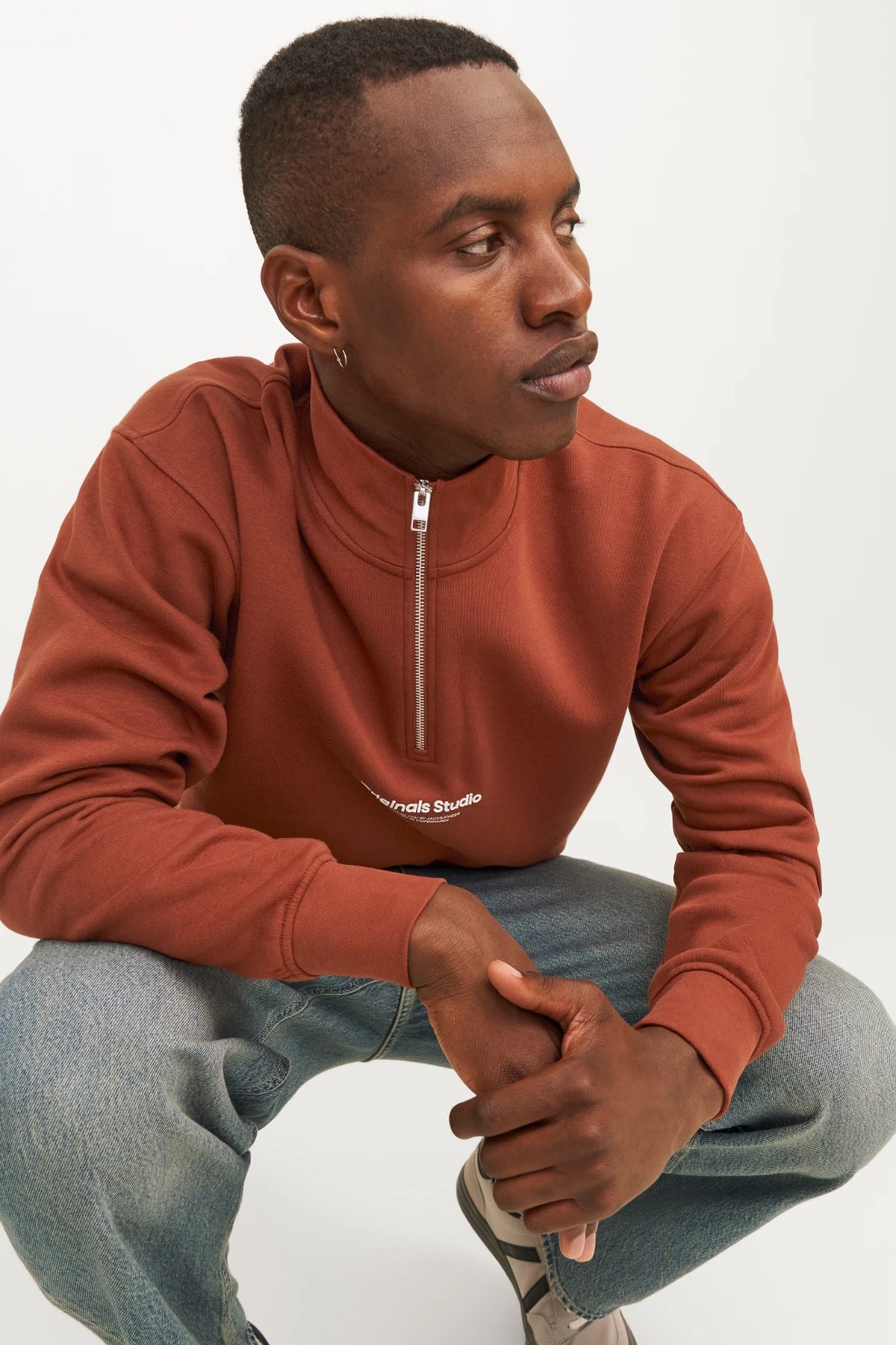 Jack & Jones Jorvesterbro Erkek Sweatshirt 12241777 Kahverengi