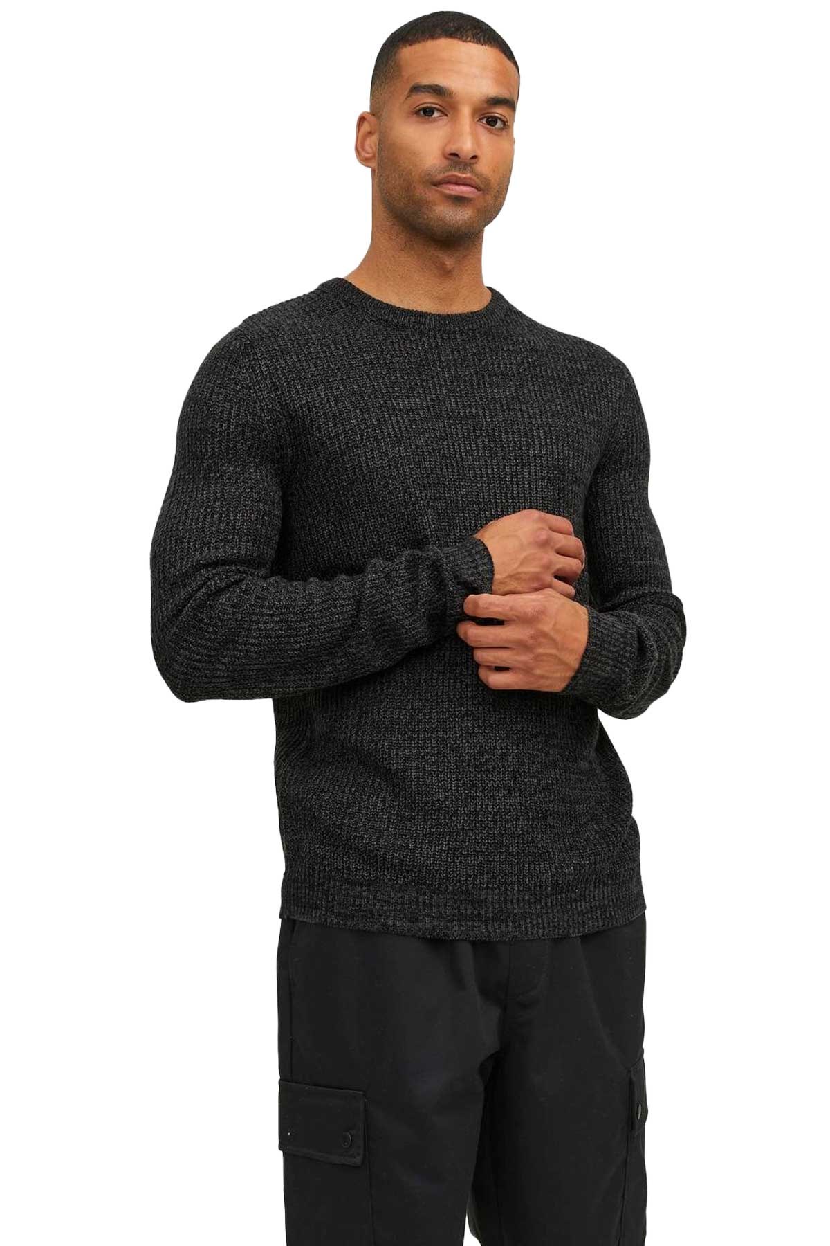 Jack & Jones Jcotwist Striped Erkek Kazak 12243000 Siyah