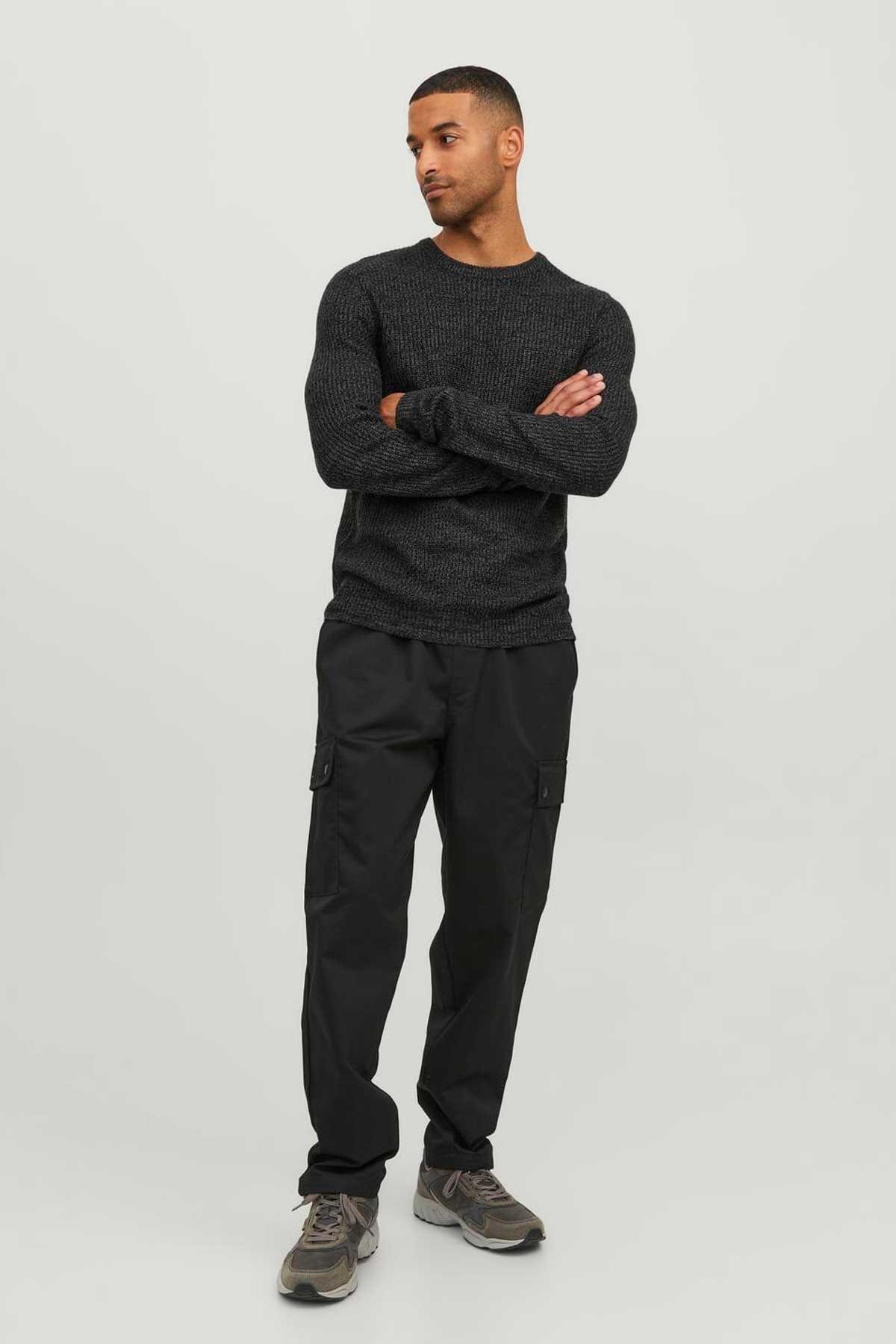 Jack & Jones Jcotwist Striped Erkek Kazak 12243000 Siyah