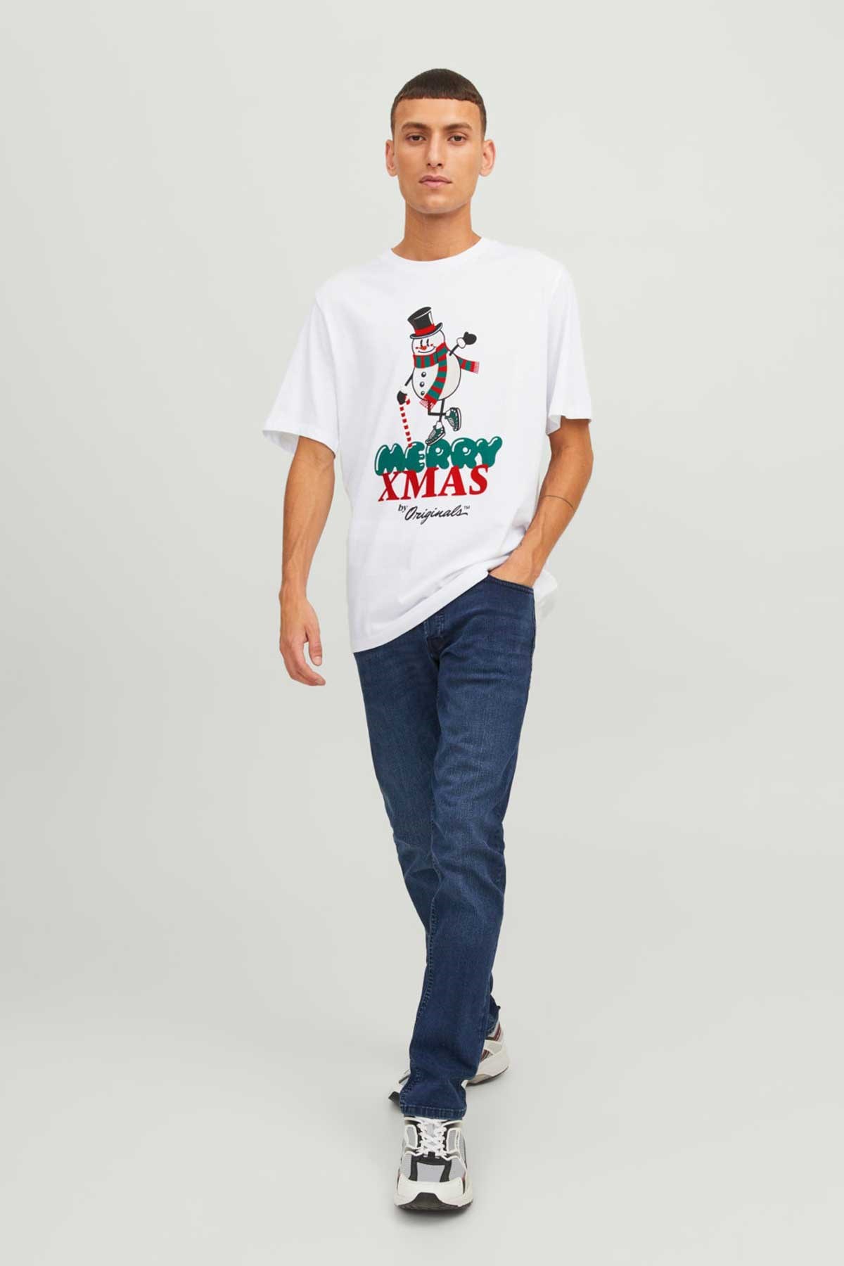 Jack & Jones Jorxmas Erkek Tişört 12246603 Beyaz