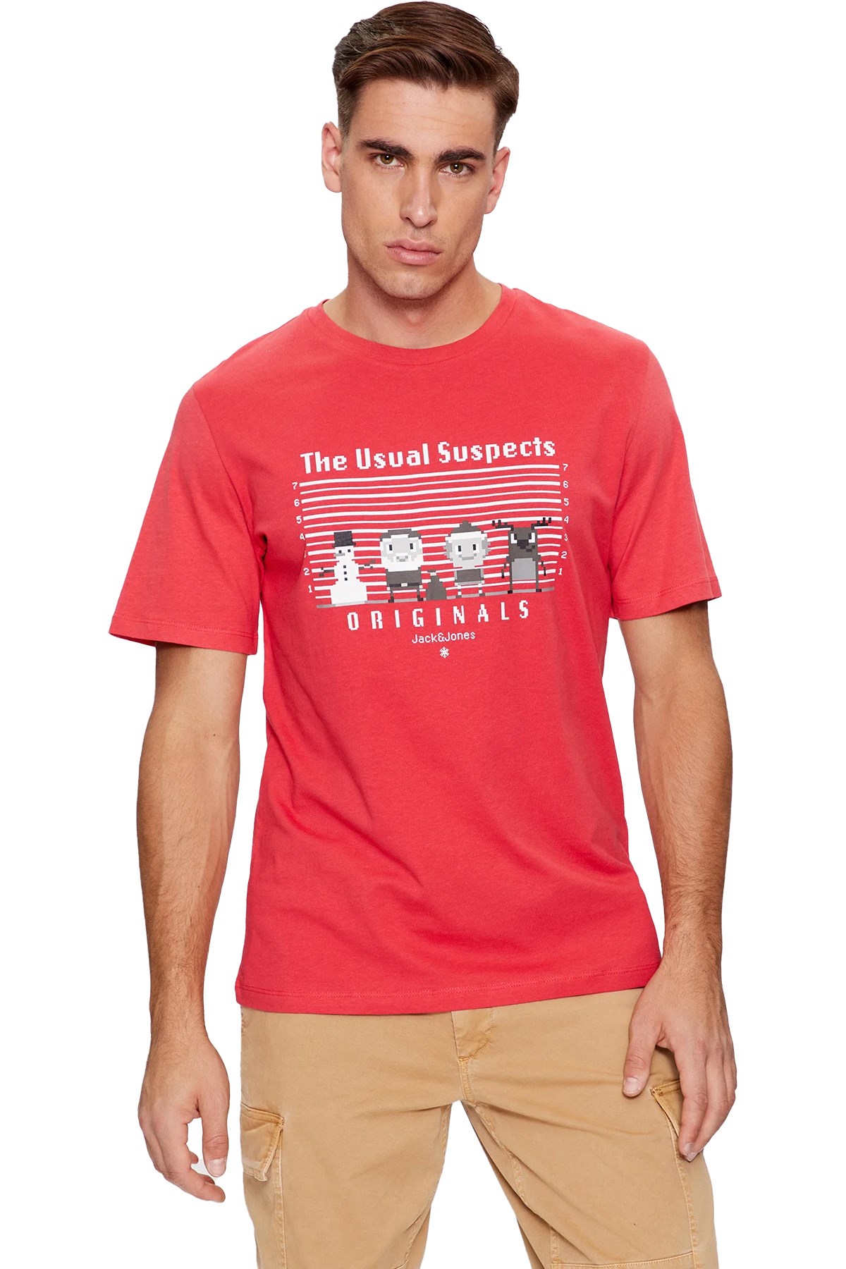 Jack & Jones Erkek Tişört 12246605 Kırmızı