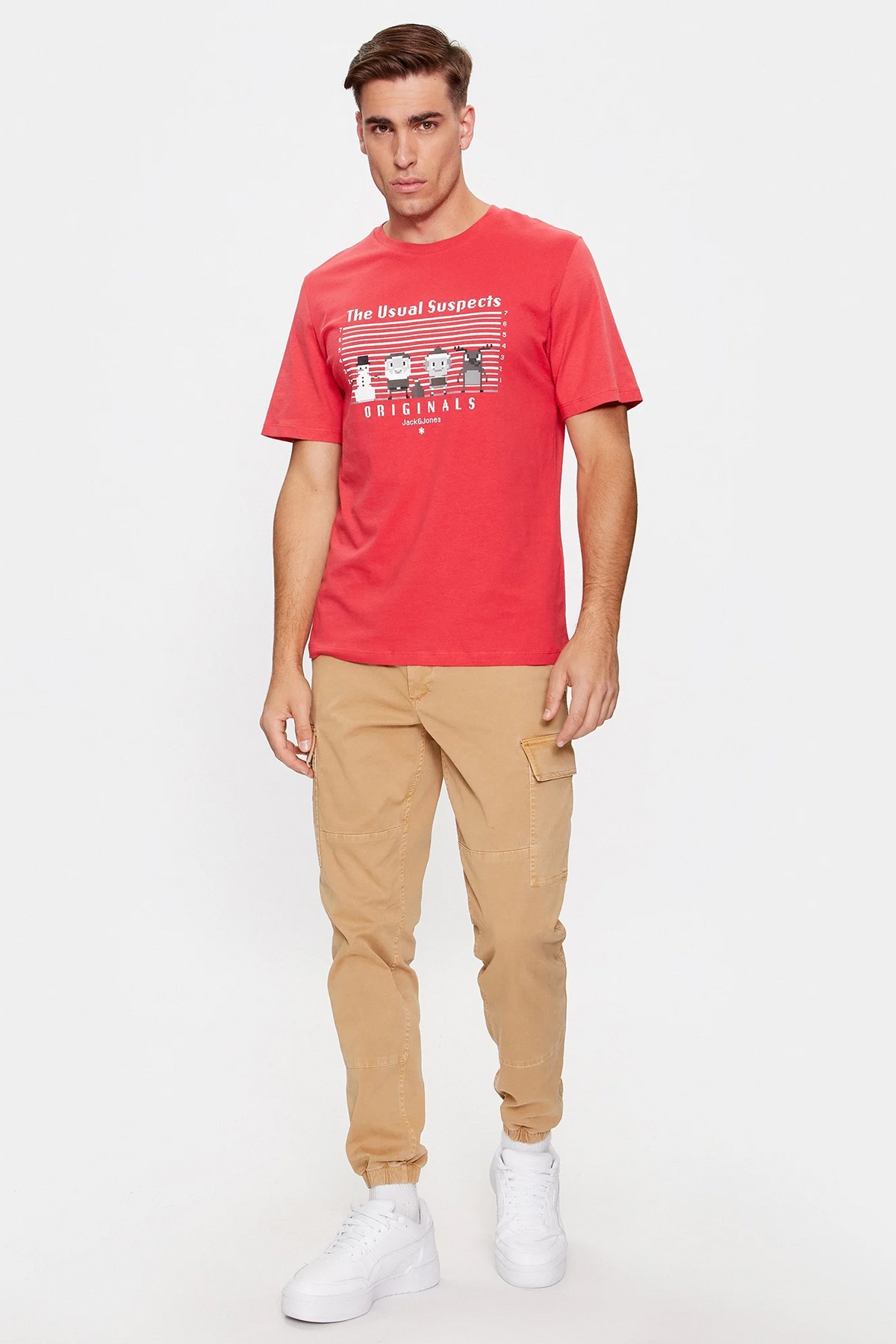 Jack & Jones Erkek Tişört 12246605 Kırmızı