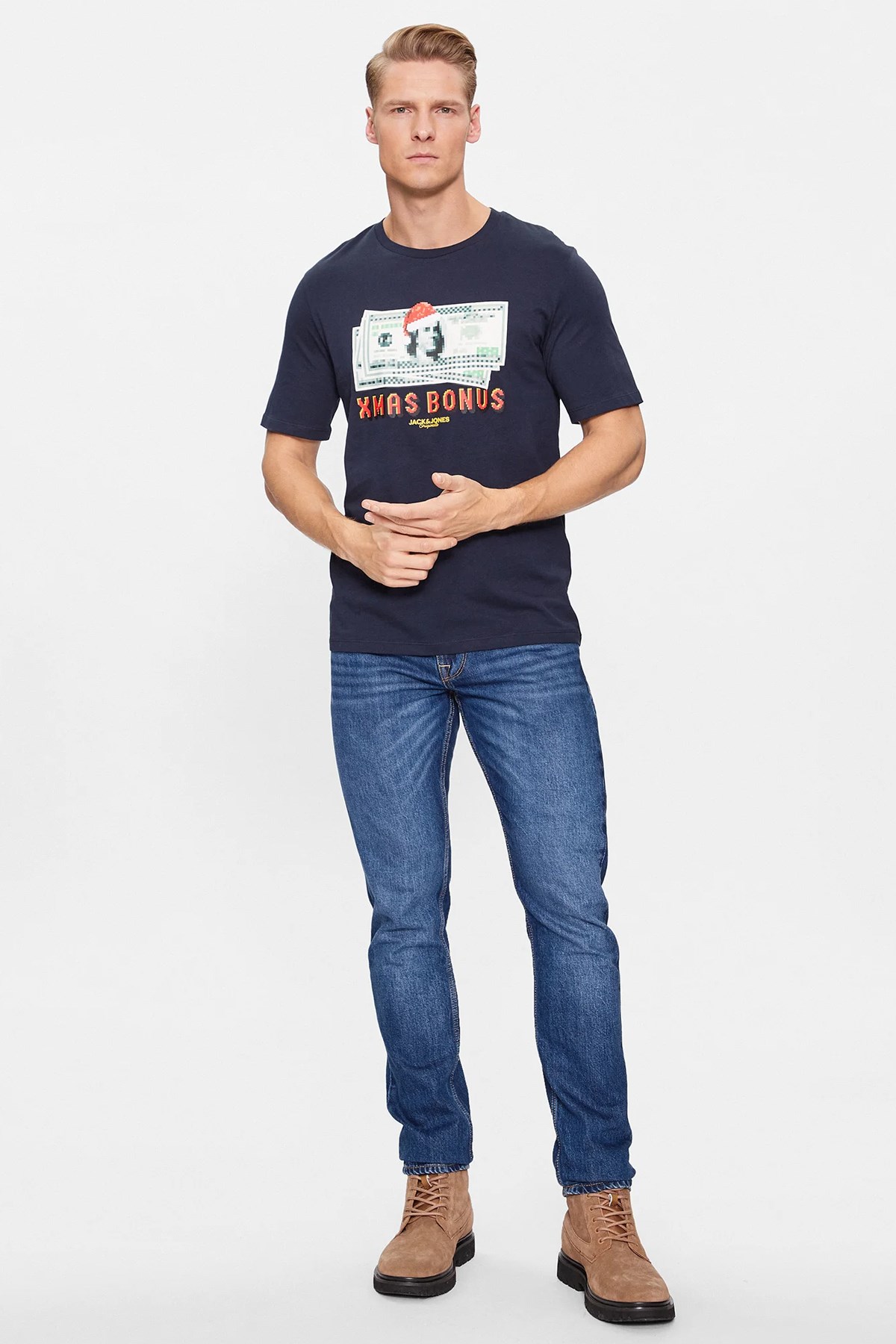 Jack & Jones Erkek Tişört 12246605 Mavi