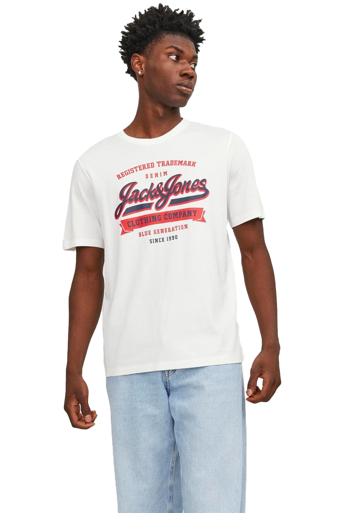 Jack & Jones Erkek Tişört 12246690 Beyaz