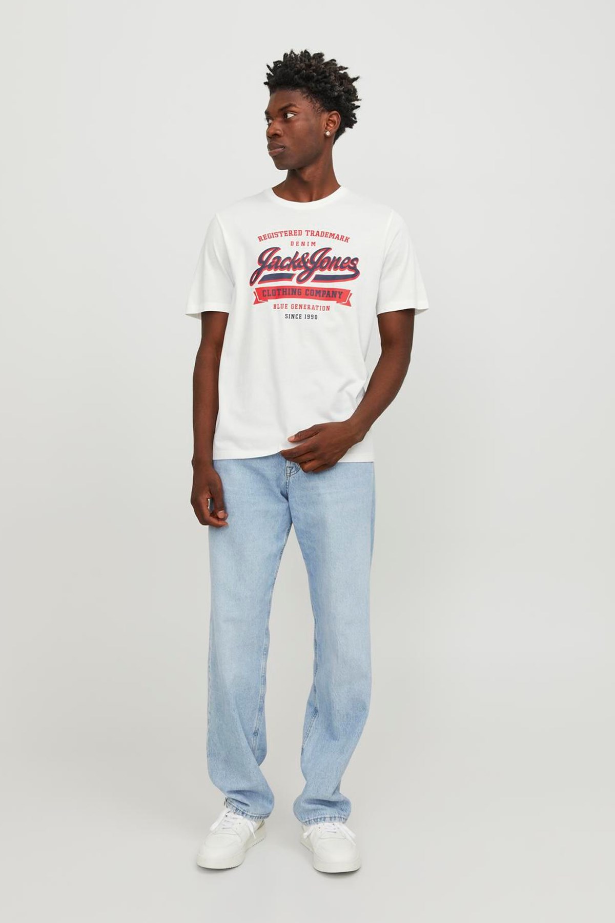 Jack & Jones Erkek Tişört 12246690 Beyaz