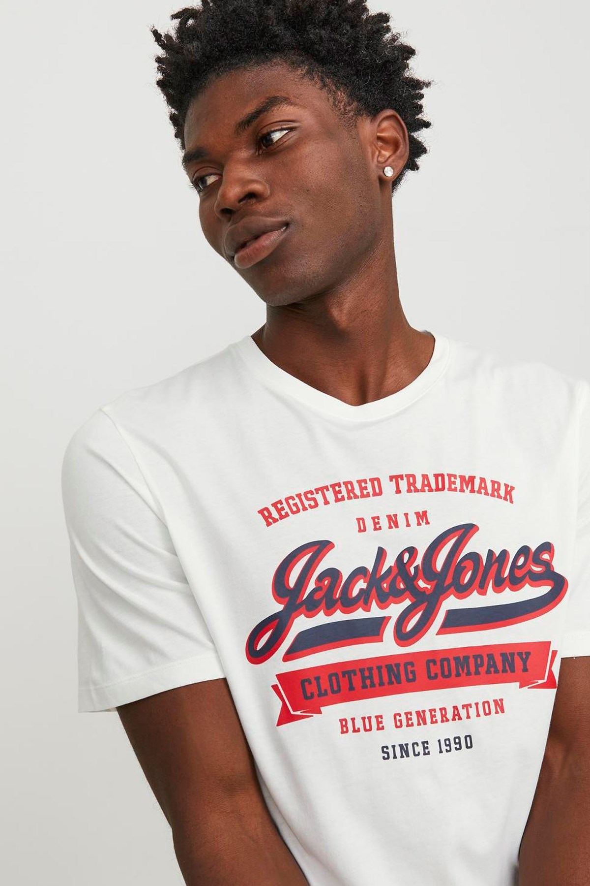 Jack & Jones Erkek Tişört 12246690 Beyaz