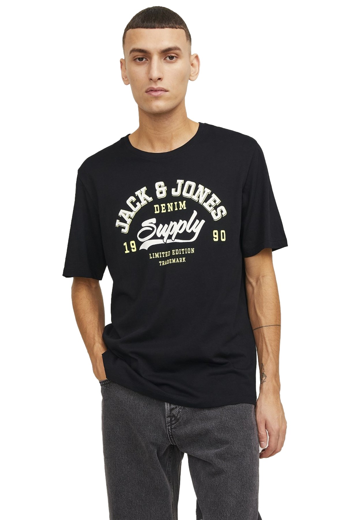 Jack & Jones Erkek Tişört 12246690 Siyah